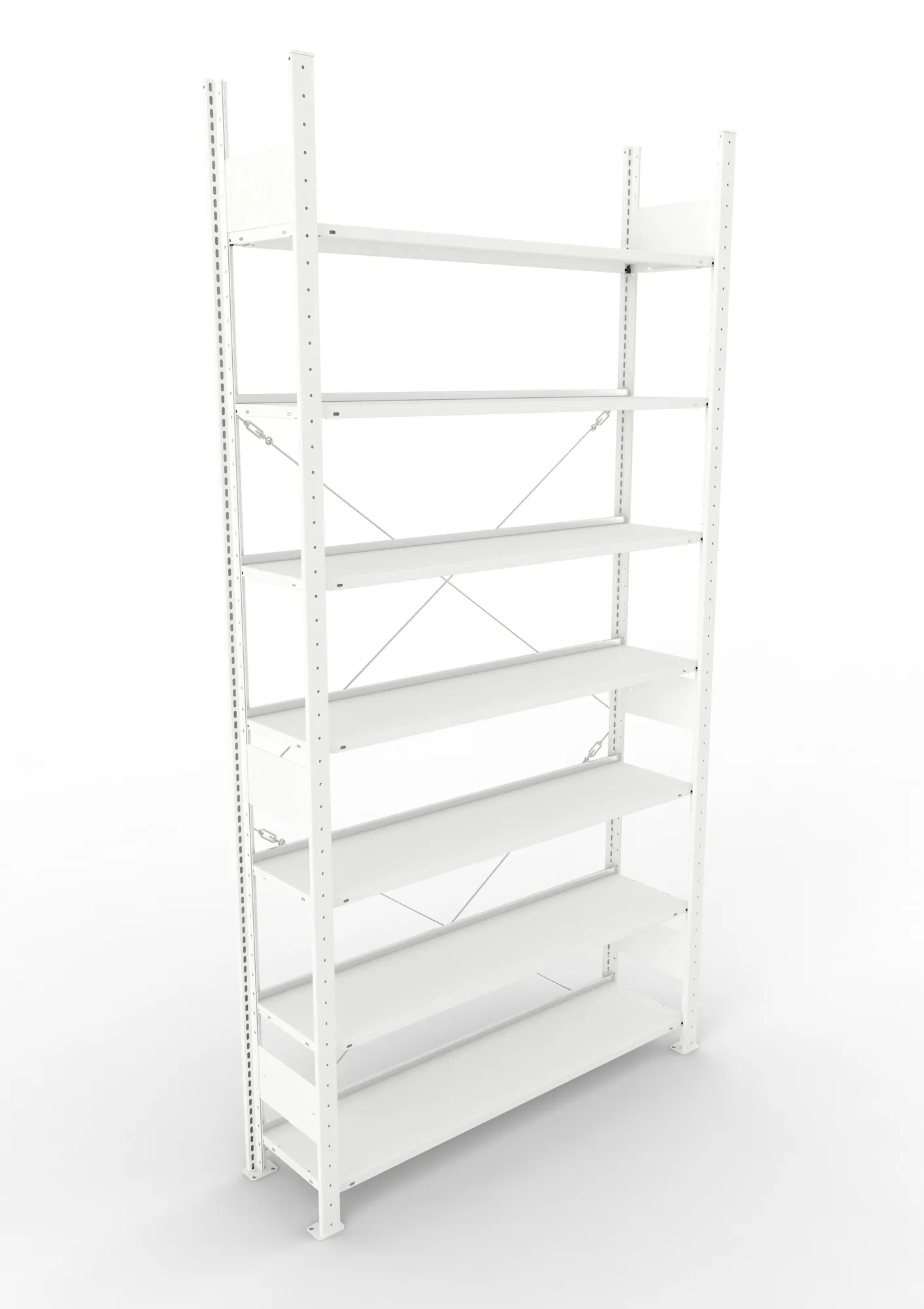META COMPACT | Büro-Steckregal | Grundregal | 2500 x 1250 x 300 mm | Fachlast 80 kg | 7 Ebenen | RAL 7035