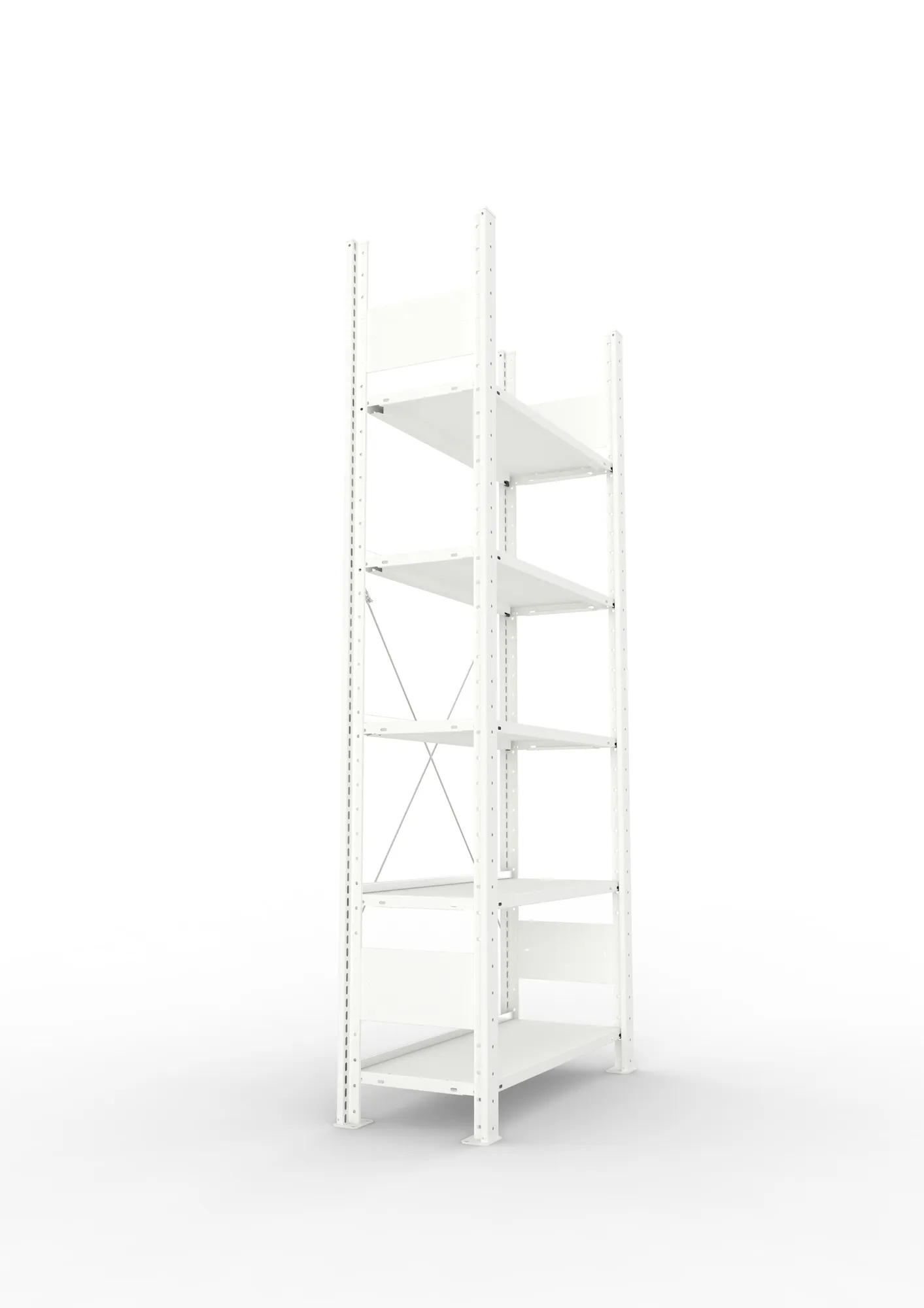 META COMPACT | Büro-Steckregal | Grundregal | 1850 x 750 x 300 mm | Fachlast 80 kg | 5 Ebenen | RAL 7035