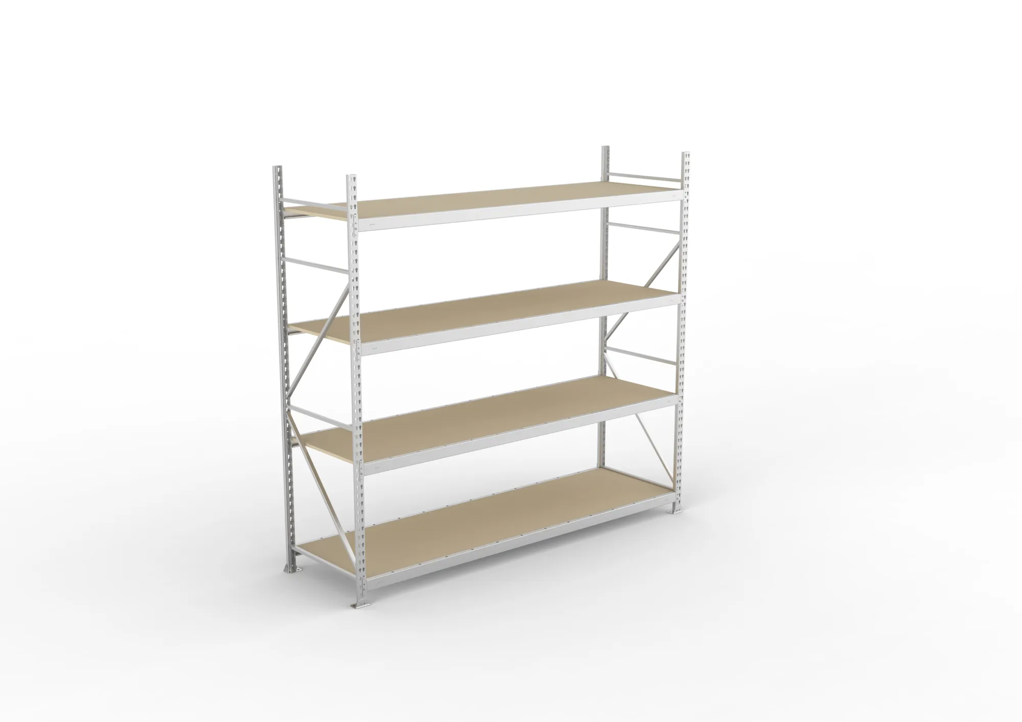 META MINI-RACK Weitspannregal | Grundregal | 2500 x 2600 x 800 mm | Fachlast 490 kg | Spanplattenböden | 4 Ebenen