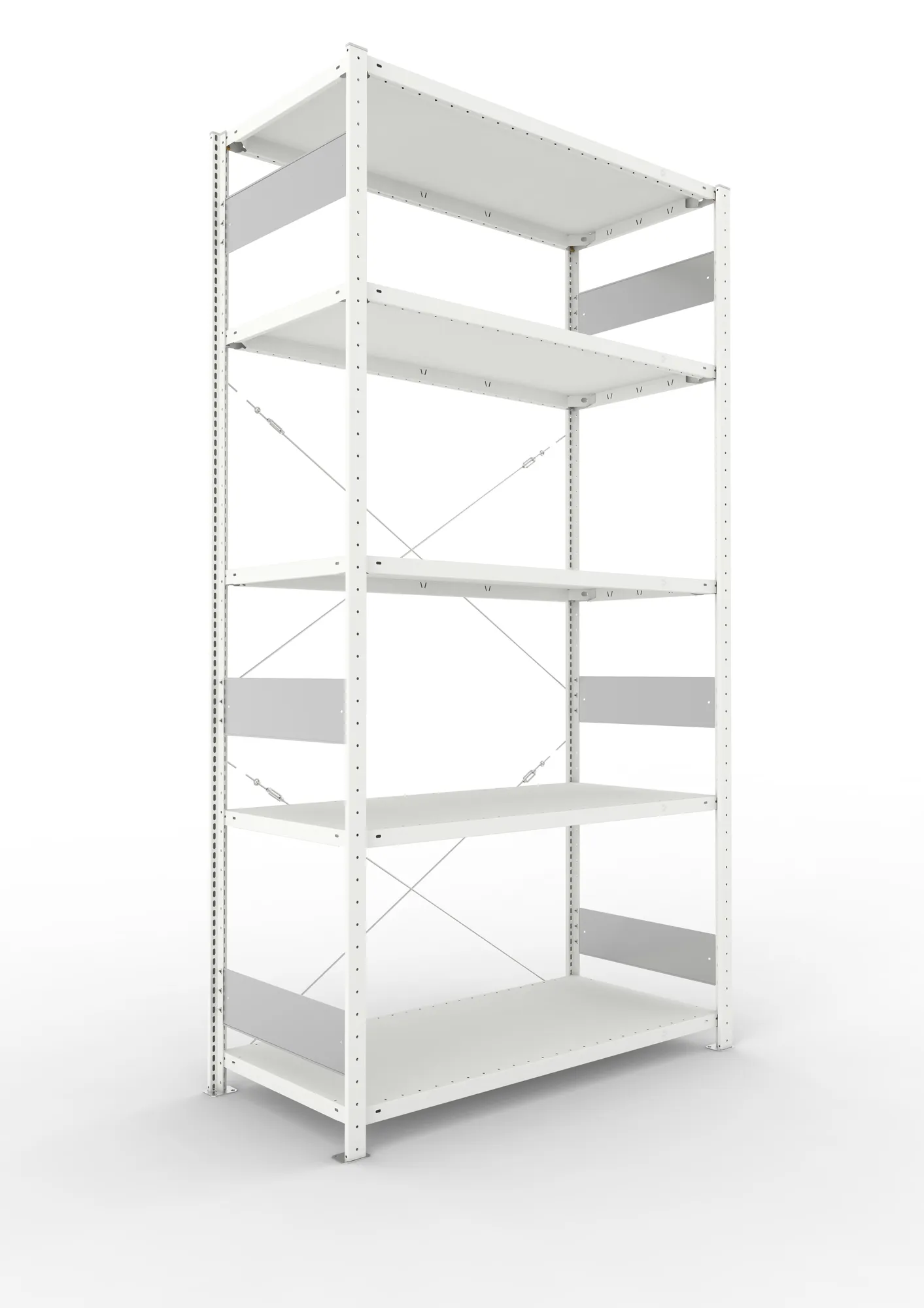 META CLIP S3 | Fachbodenregal | Grundregal | 2500 x 1300 x 600 mm | Fachlast 150 kg | 4+1 Ebenen | RAL 7035