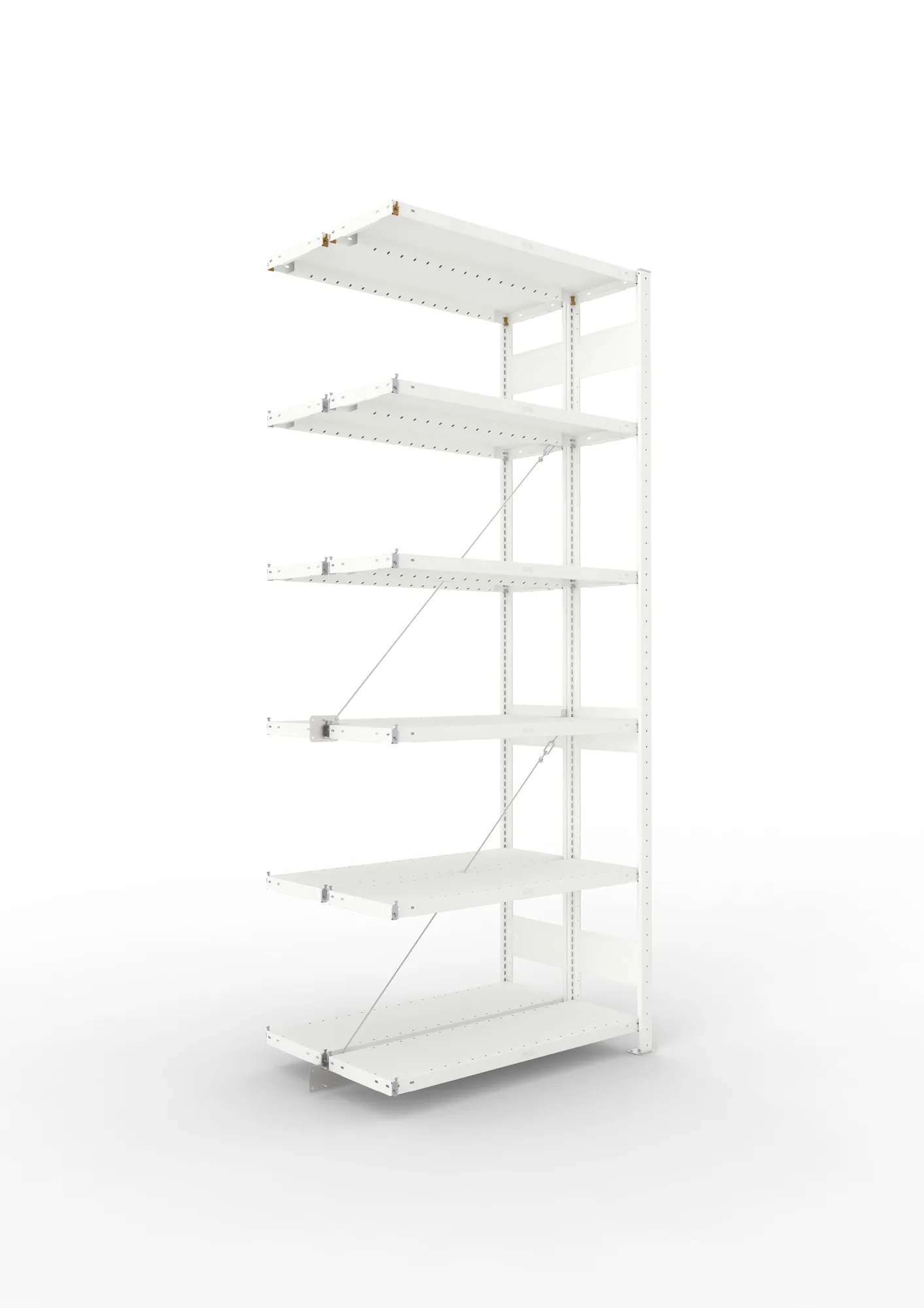 META CLIP | Fachbodenregal | Doppel-Anbauregal | 2500 x 1000 x 300 mm | Fachlast 230 kg | 5+1 Ebenen | RAL 7035