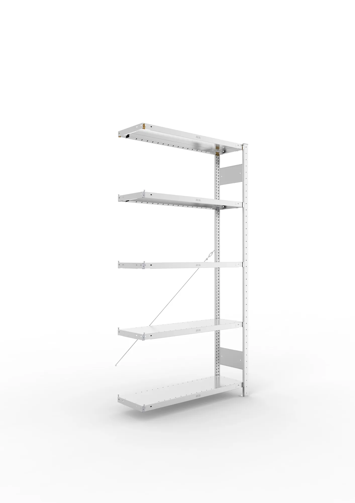 META CLIP | Fachbodenregal | Anbauregal | 2000 x 1000 x 300 mm | Fachlast 230 kg | 4+1 Ebenen | verzinkt
