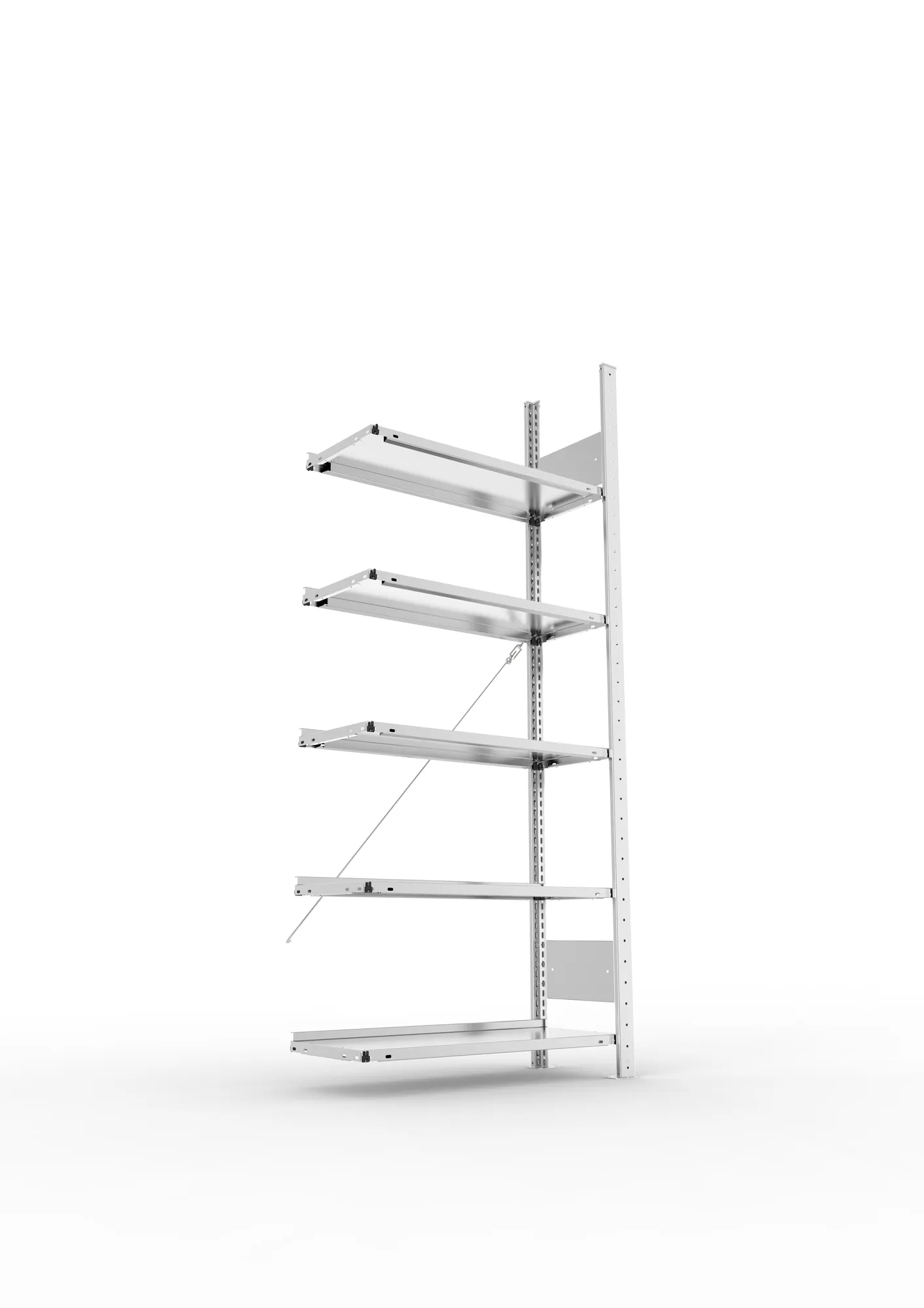 META COMPACT S3| Büro-Steckregal | Anbauregal | 1850 x 750 x 300 mm | Fachlast 80 kg | 5 Ebenen | Endanschlag | verzinkt