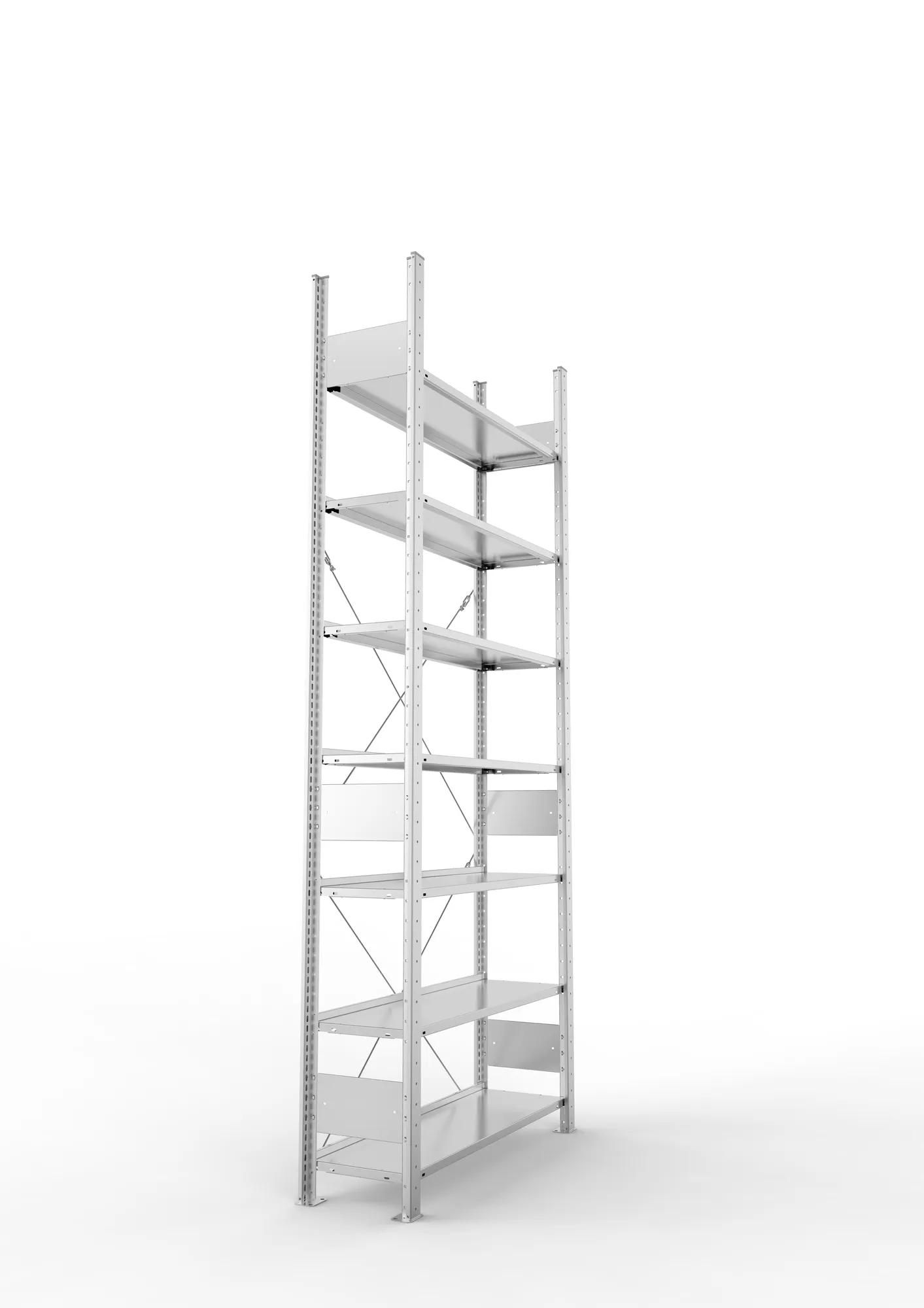 META COMPACT S3| Büro-Steckregal | Grundregal | 2500 x 1000 x 300 mm | Fachlast 80 kg | 7 Ebenen | Endanschlag | verzinkt