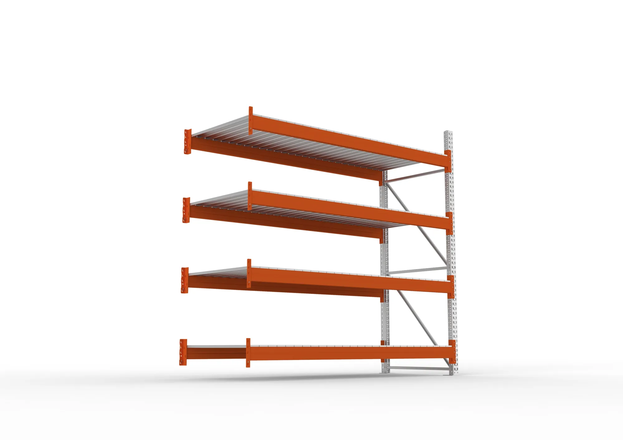 META MULTIPAL | Großfachregal | Anbauregal | 2700 x 2700 x 1100 mm | Fachlast 2400 kg | 4 Ebenen | Stahlpaneele | verzinkt