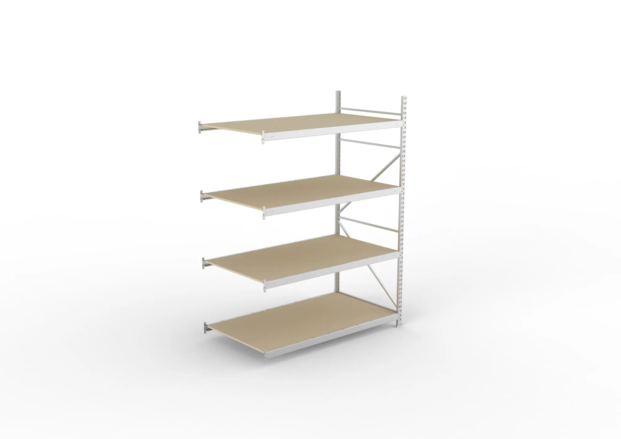 META MINI-RACK Weitspannregal | Anbauregal | 2500 x 1800 x 1050 mm | Fachlast 600 kg | Spanplattenböden | 4 Ebenen