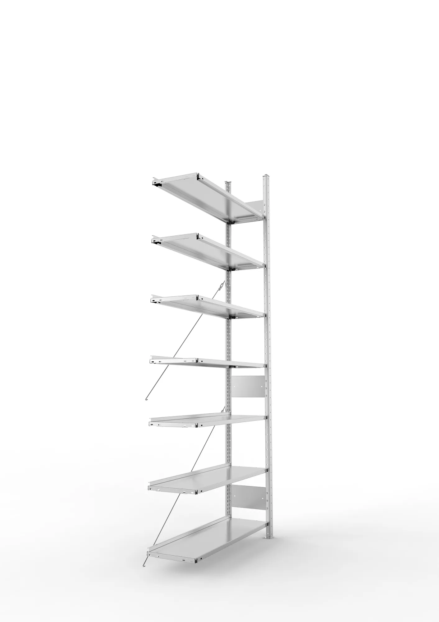 META COMPACT S3| Büro-Steckregal | Anbauregal | 2500 x 1000 x 300 mm | Fachlast 80 kg | 7 Ebenen | Endanschlag | verzinkt