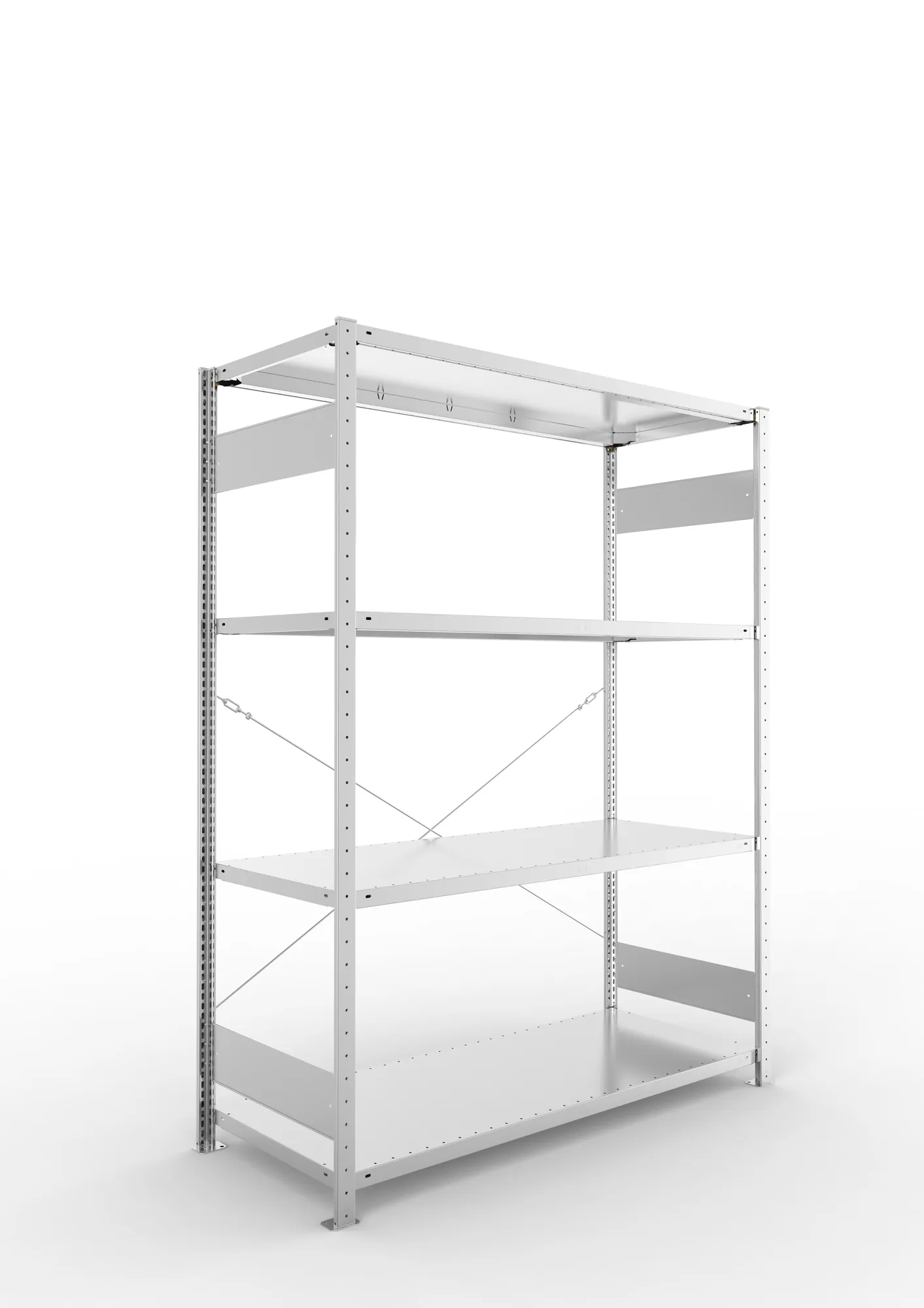 META CLIP S3 | Fachbodenregal | Grundregal | 2000 x 1500 x 600 mm | Fachlast 200 kg | 3+1 Ebenen | verzinkt
