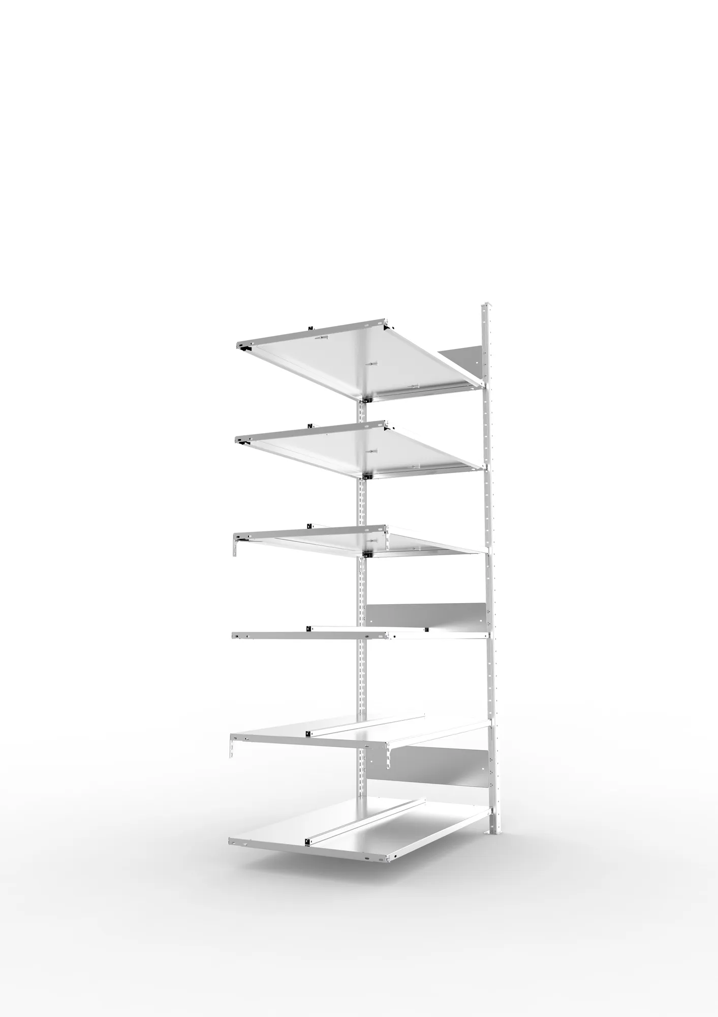 META COMPACT S3| Büro-Steckregal | Doppel-Anbauregal | 2200 x 1000 x 600 mm | Fachlast 100 kg | 6 Ebenen | Mittelanschlag | verzinkt