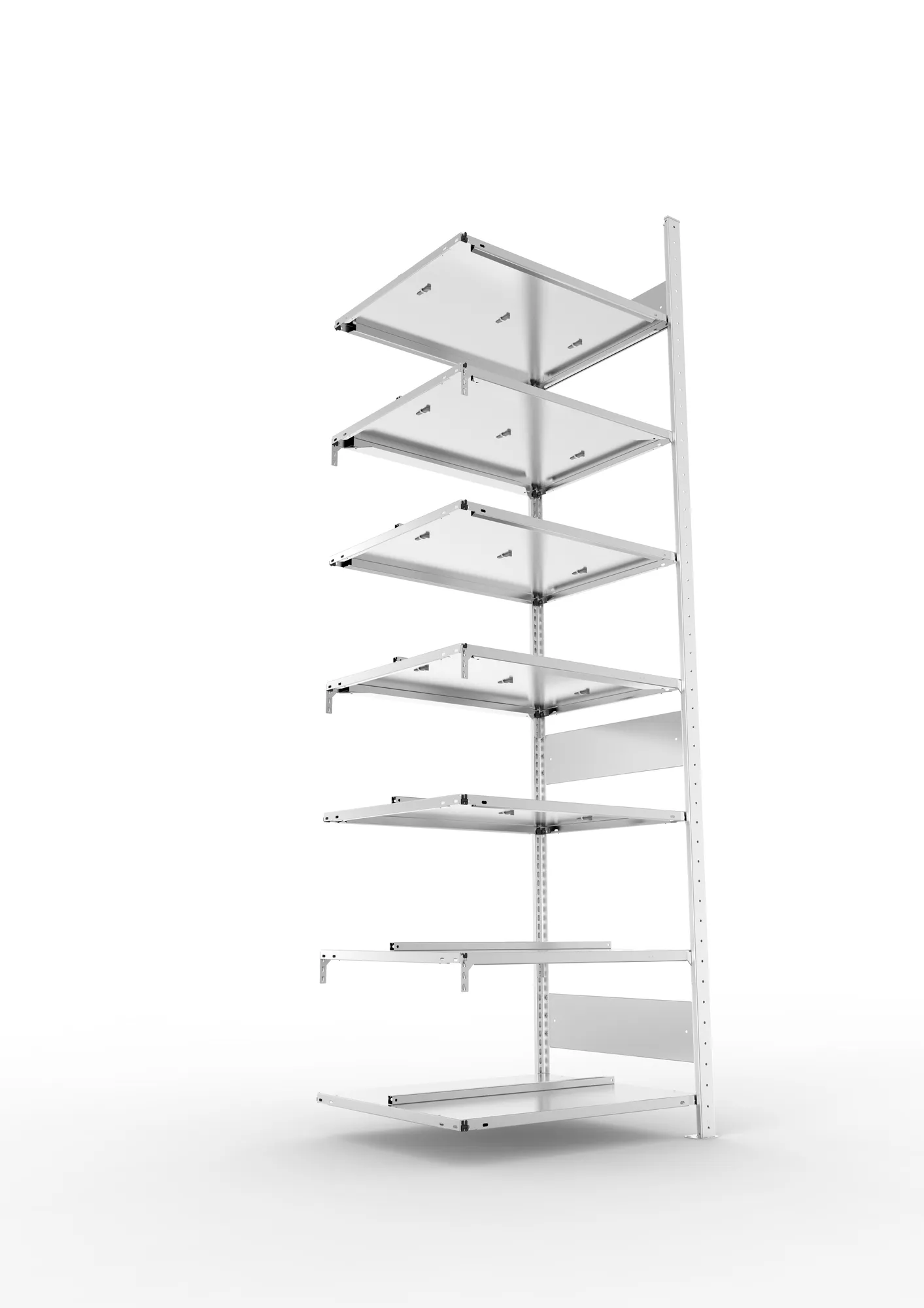 META COMPACT S3| Büro-Steckregal | Doppel-Anbauregal | 2500 x 750 x 600 mm | Fachlast 100 kg | 7 Ebenen | Mittelanschlag | verzinkt