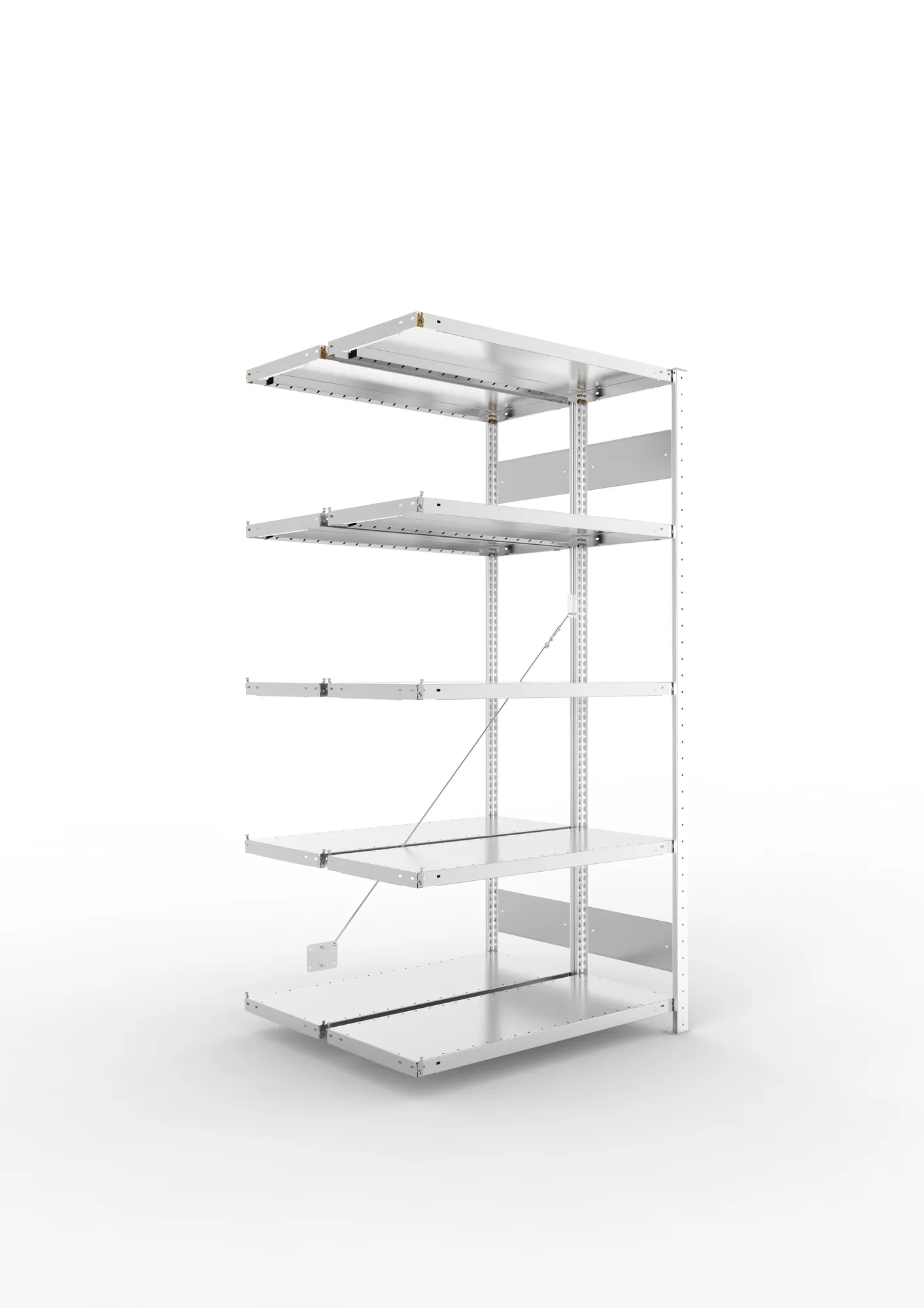 META CLIP S3 | Fachbodenregal | Doppel-Anbauregal | 2000 x 1000 x 400 mm | Fachlast 100 kg | 4+1 Ebenen | verzinkt