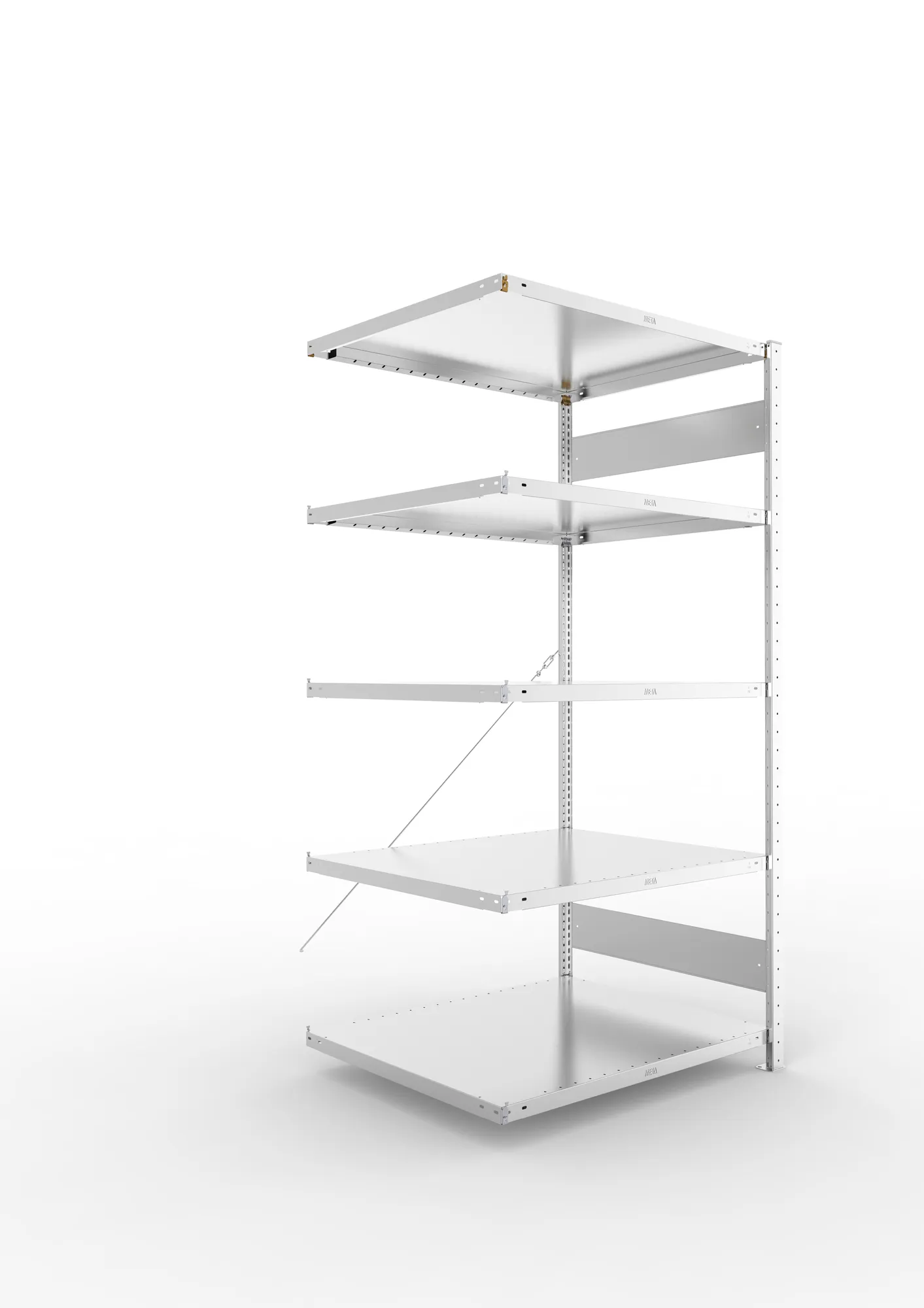 META CLIP | Fachbodenregal | Anbauregal | 2000 x 1000 x 800 mm | Fachlast 230 kg | 4+1 Ebenen | verzinkt
