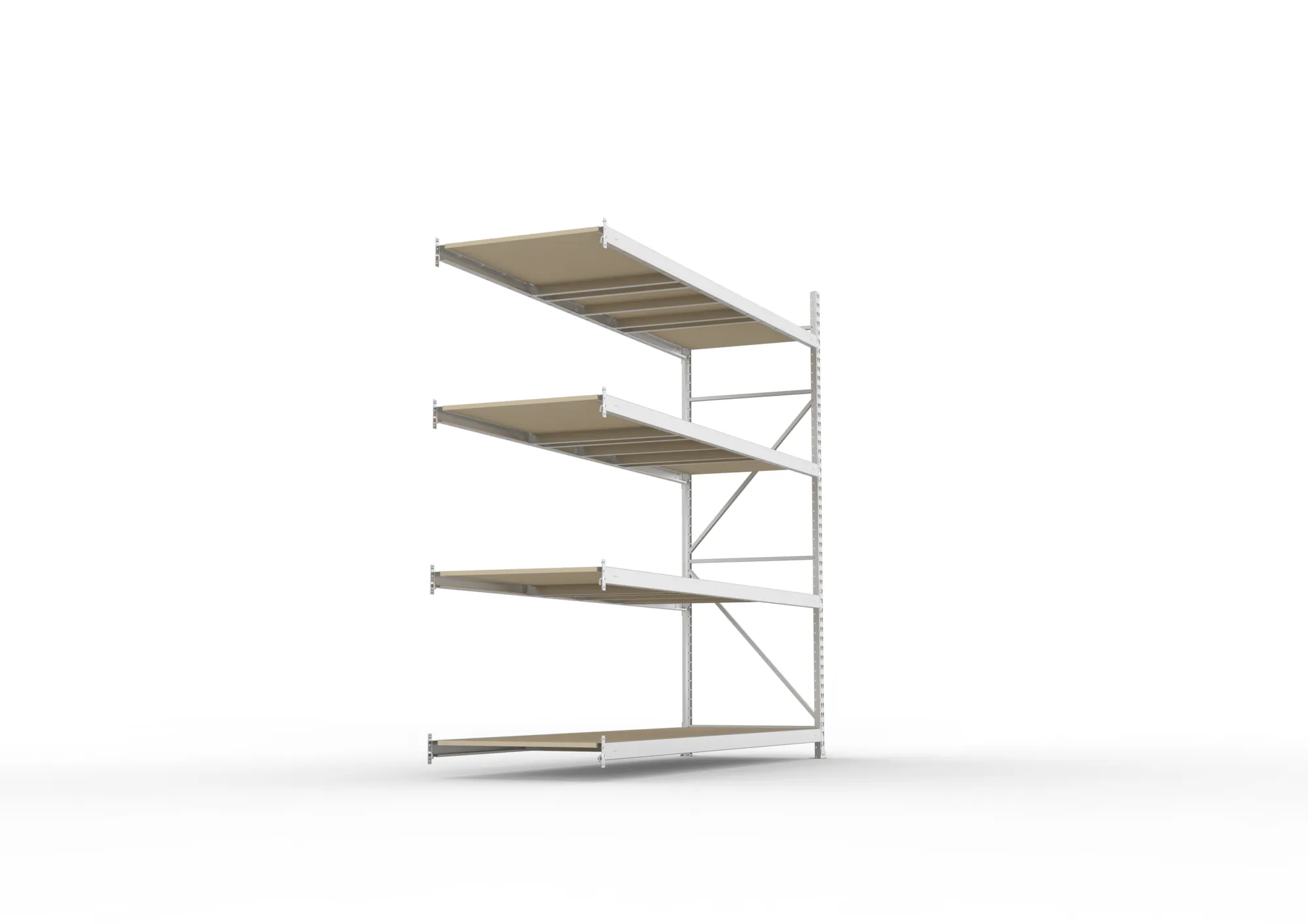 META MINI-RACK Weitspannregal | Anbauregal | 2500 x 2600 x 800 mm | Fachlast 490 kg | Spanplattenböden | 4 Ebenen