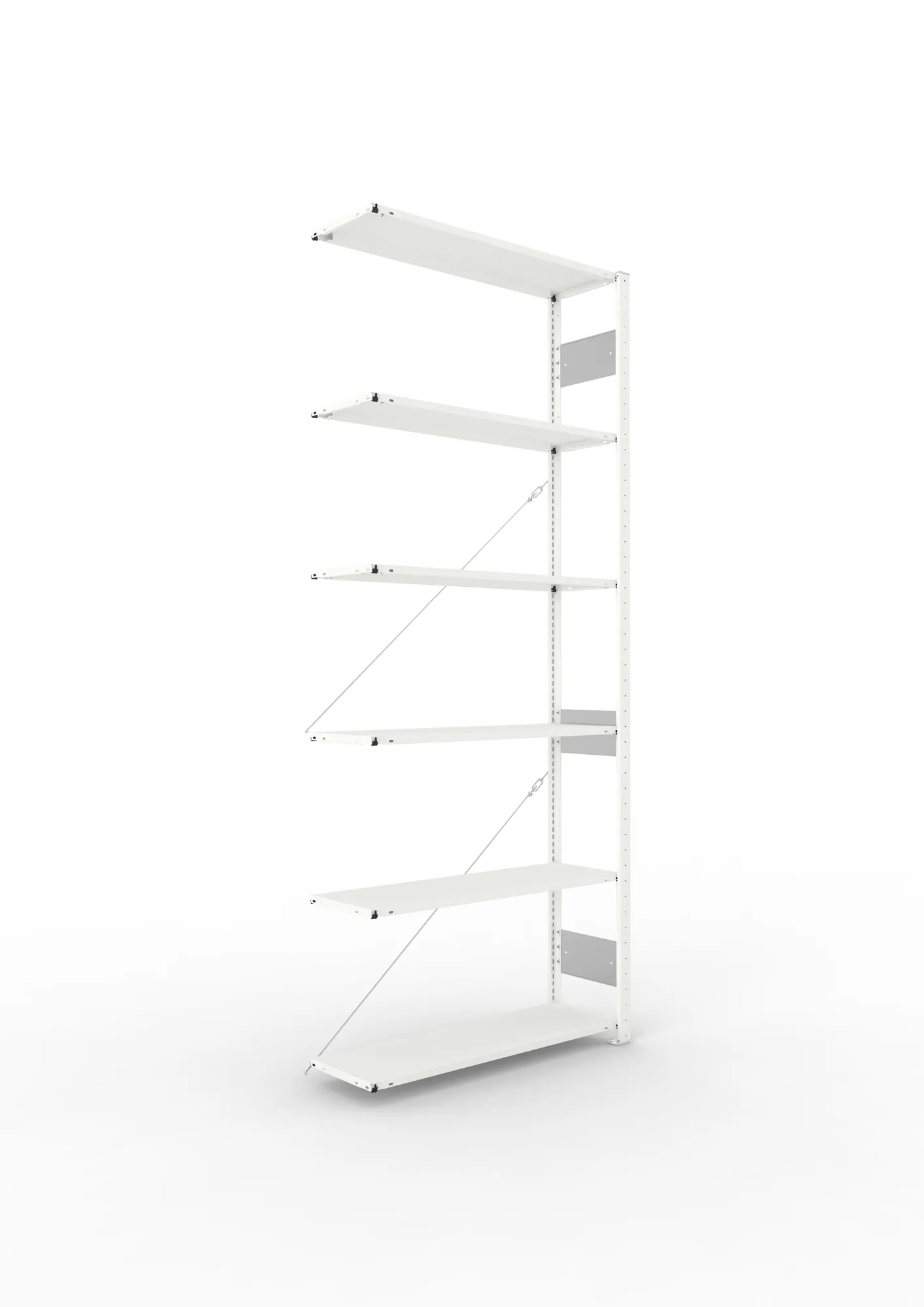 META CLIP S3 | Fachbodenregal | Anbauregal | 2500 x 1000 x 300 mm | Fachlast 80 kg | 5+1 Ebenen | RAL 7035