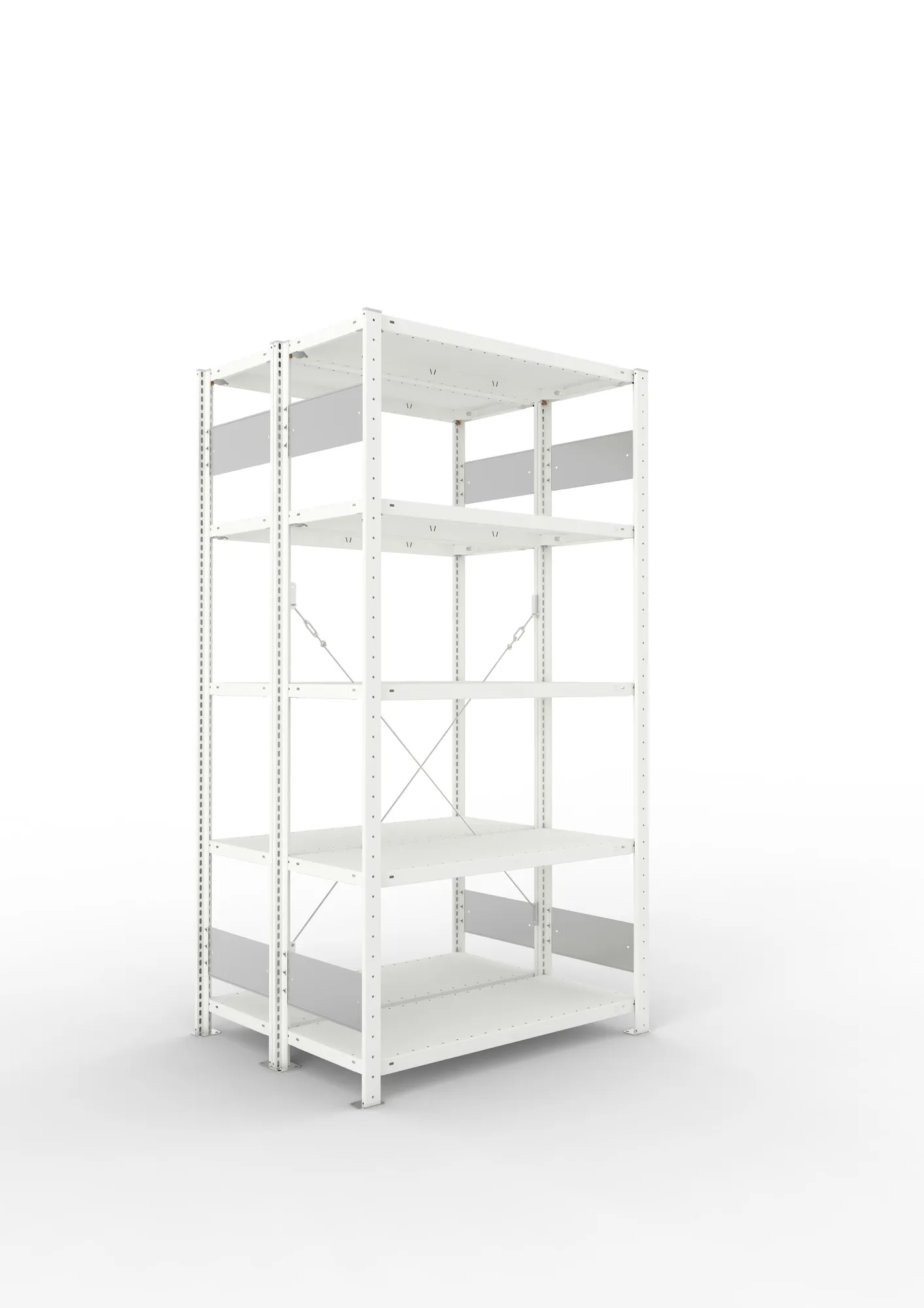 META CLIP S3 | Fachbodenregal | Doppel-Grundregal | 2000 x 1000 x 400 mm | Fachlast 150 kg | 4+1 Ebenen | RAL 7035