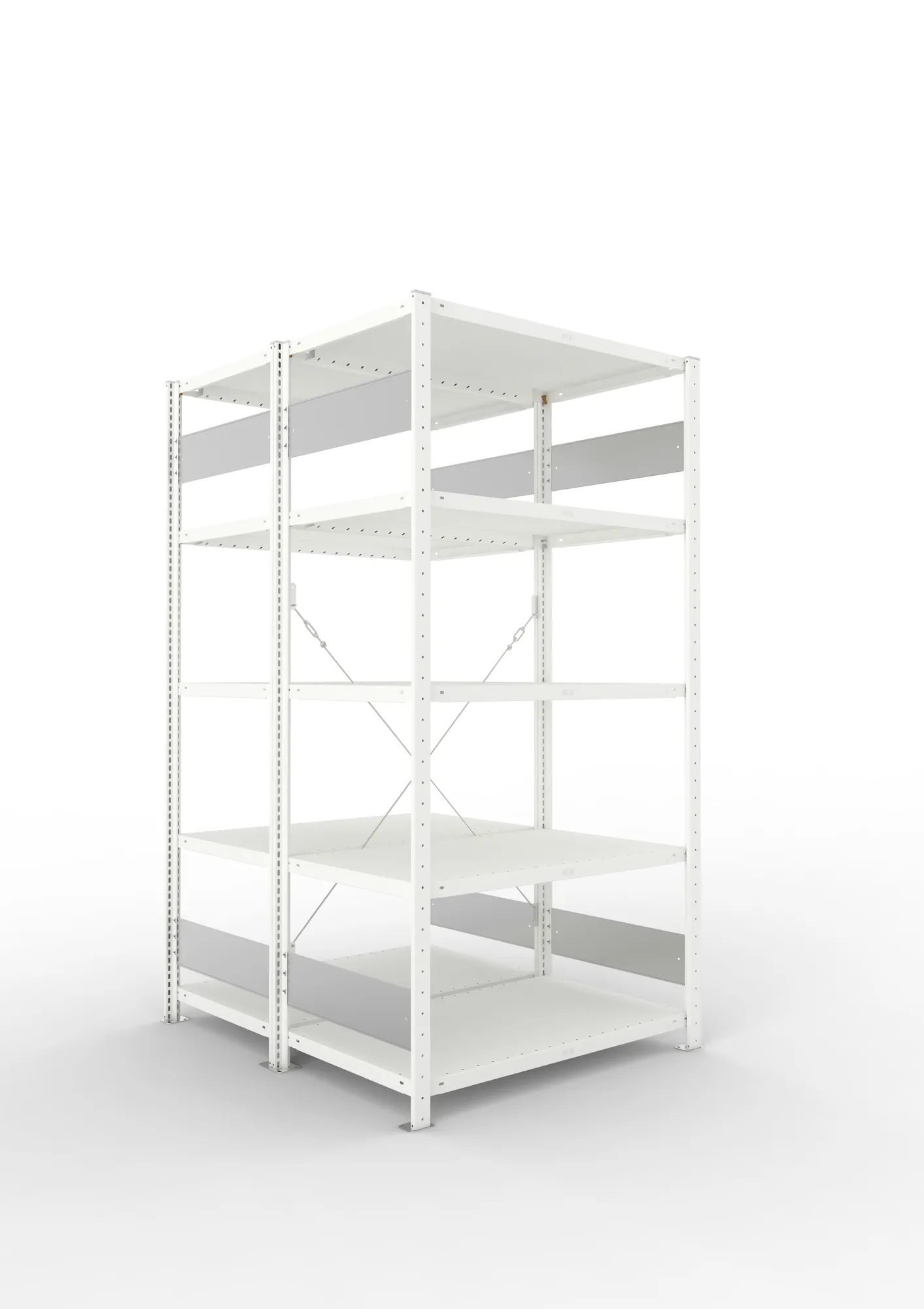 META CLIP S3 | Fachbodenregal | Doppel-Grundregal | 2000 x 1000 x 600 mm | Fachlast 230 kg | 4+1 Ebenen | RAL 7035