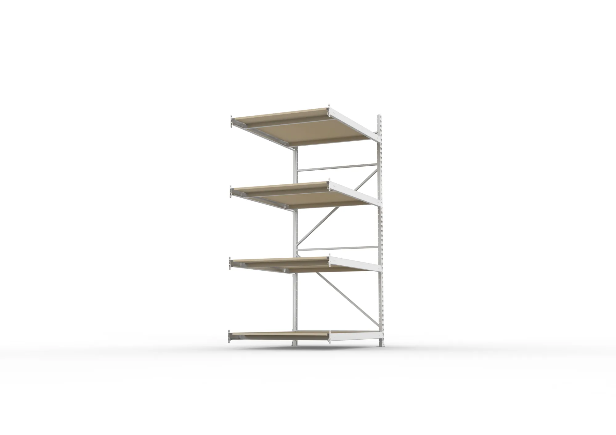 META MINI-RACK Weitspannregal | Anbauregal | 2500 x 1400 x 1050 mm | Fachlast 600 kg | Spanplattenböden | 4 Ebenen