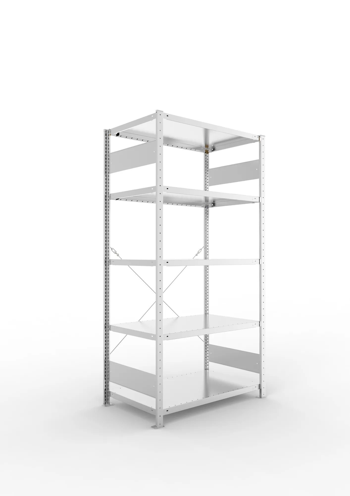 META CLIP S3 | Fachbodenregal | Grundregal | 2000 x 1000 x 600 mm | Fachlast 100 kg | 4+1 Ebenen | verzinkt