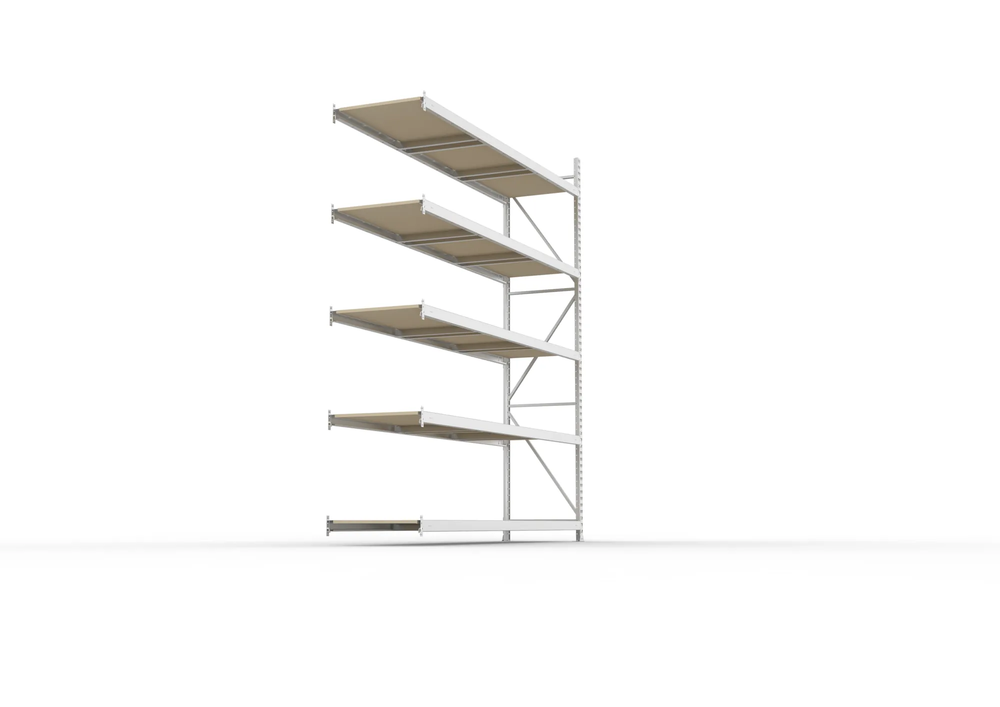 META MINI-RACK Weitspannregal | Anbauregal | 3000 x 2600 x 650 mm | Fachlast 490 kg | Spanplattenböden | 5 Ebenen