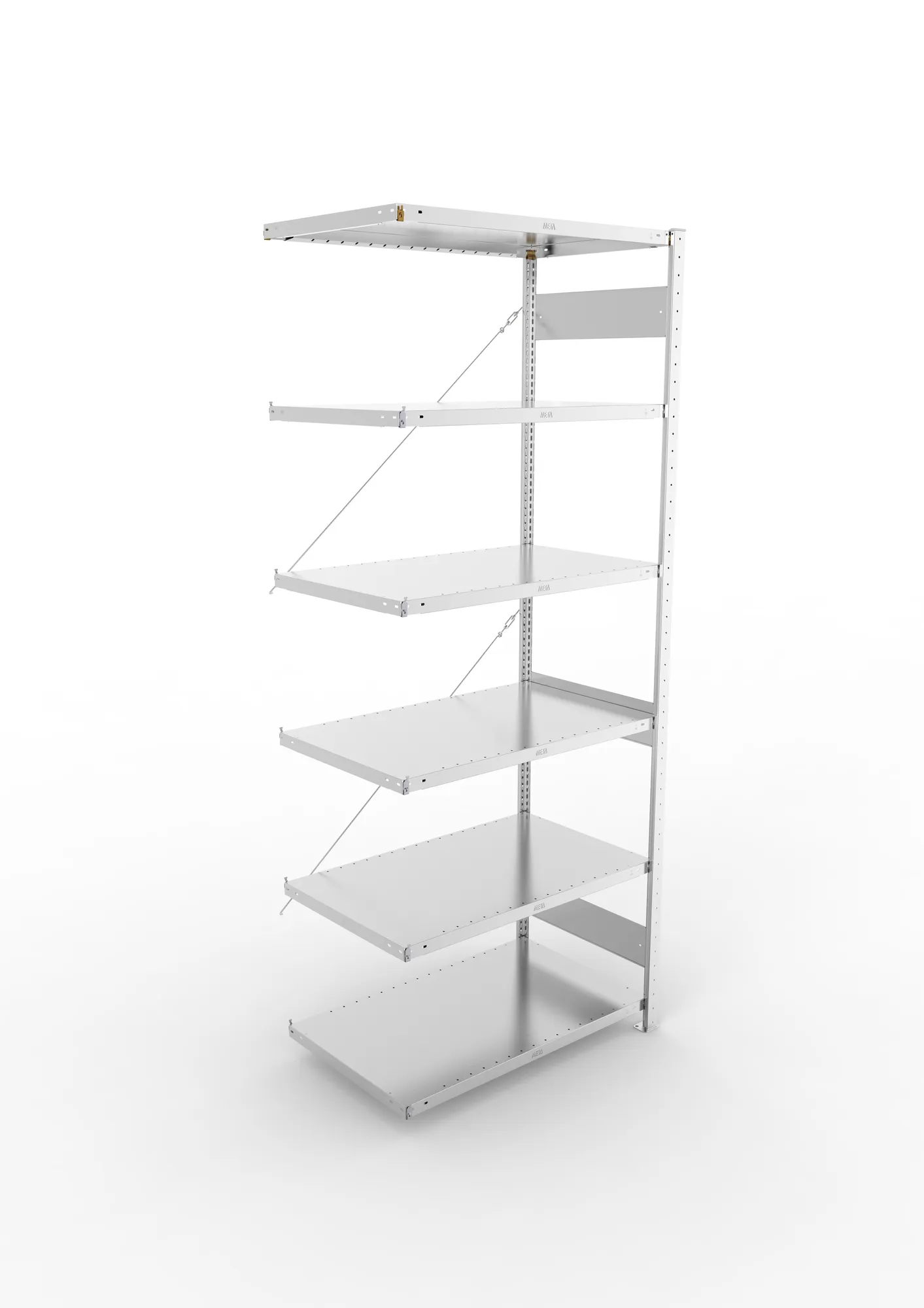 META CLIP | Fachbodenregal | Anbauregal | 2500 x 1000 x 600 mm | Fachlast 100 kg | 5+1 Ebenen | verzinkt