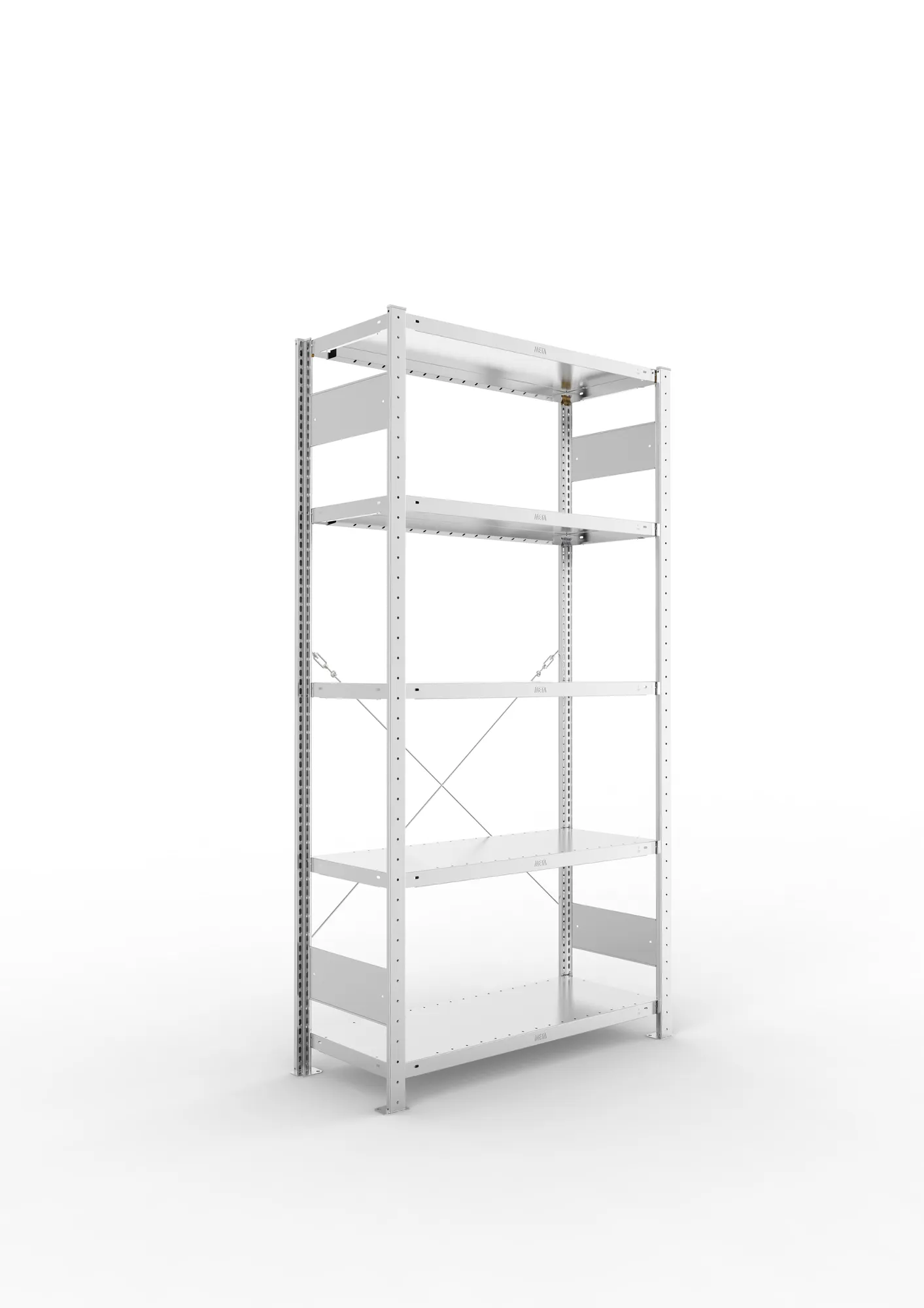 META CLIP | Fachbodenregal | Grundregal | 2000 x 1000 x 400 mm | Fachlast 230 kg | 4+1 Ebenen | verzinkt