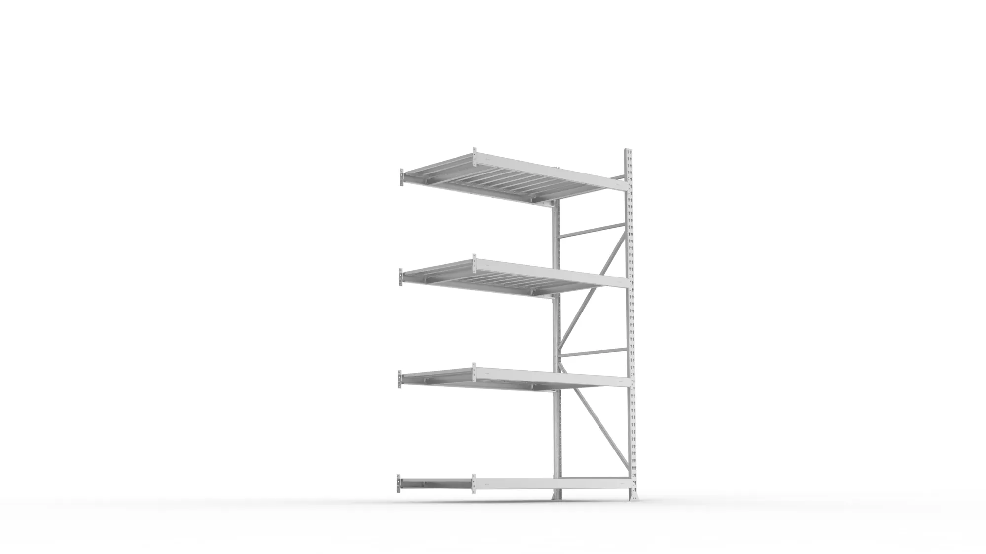 META MINI-RACK Weitspannregal | Anbauregal | 2500 x 1400 x 800 mm | Fachlast 600 kg | Stahlpaneelböden | 4 Ebenen