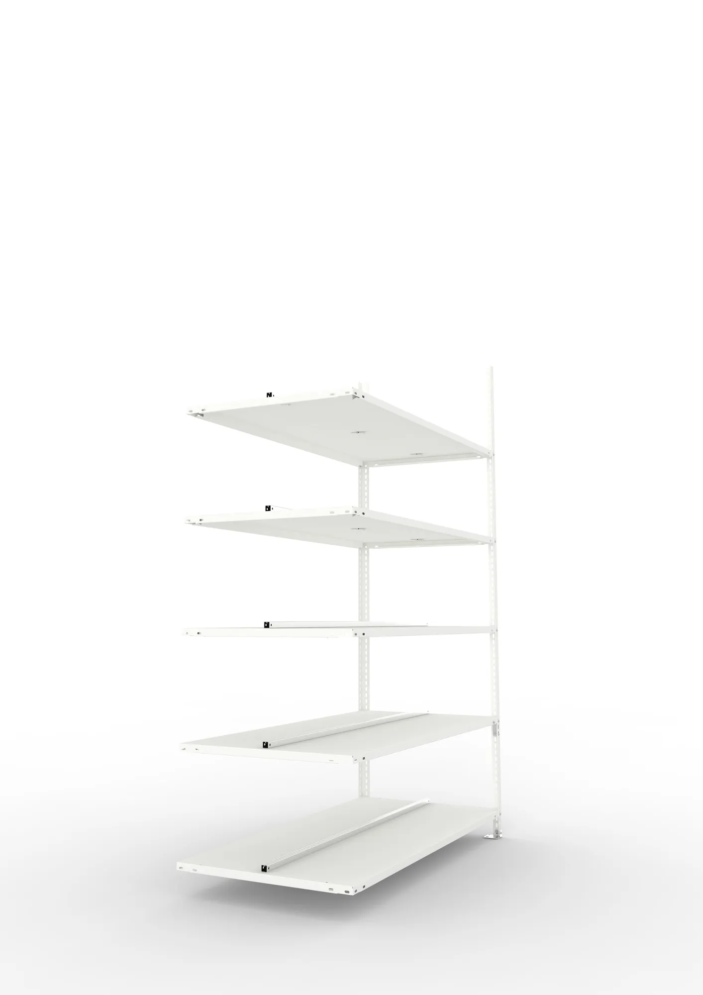 META FIX COMPACT | Büro-Schraubregal | Anbauregal | 1850 x 1250 x 600 mm | Fachlast 100 kg | 5 Ebenen | RAL 7035