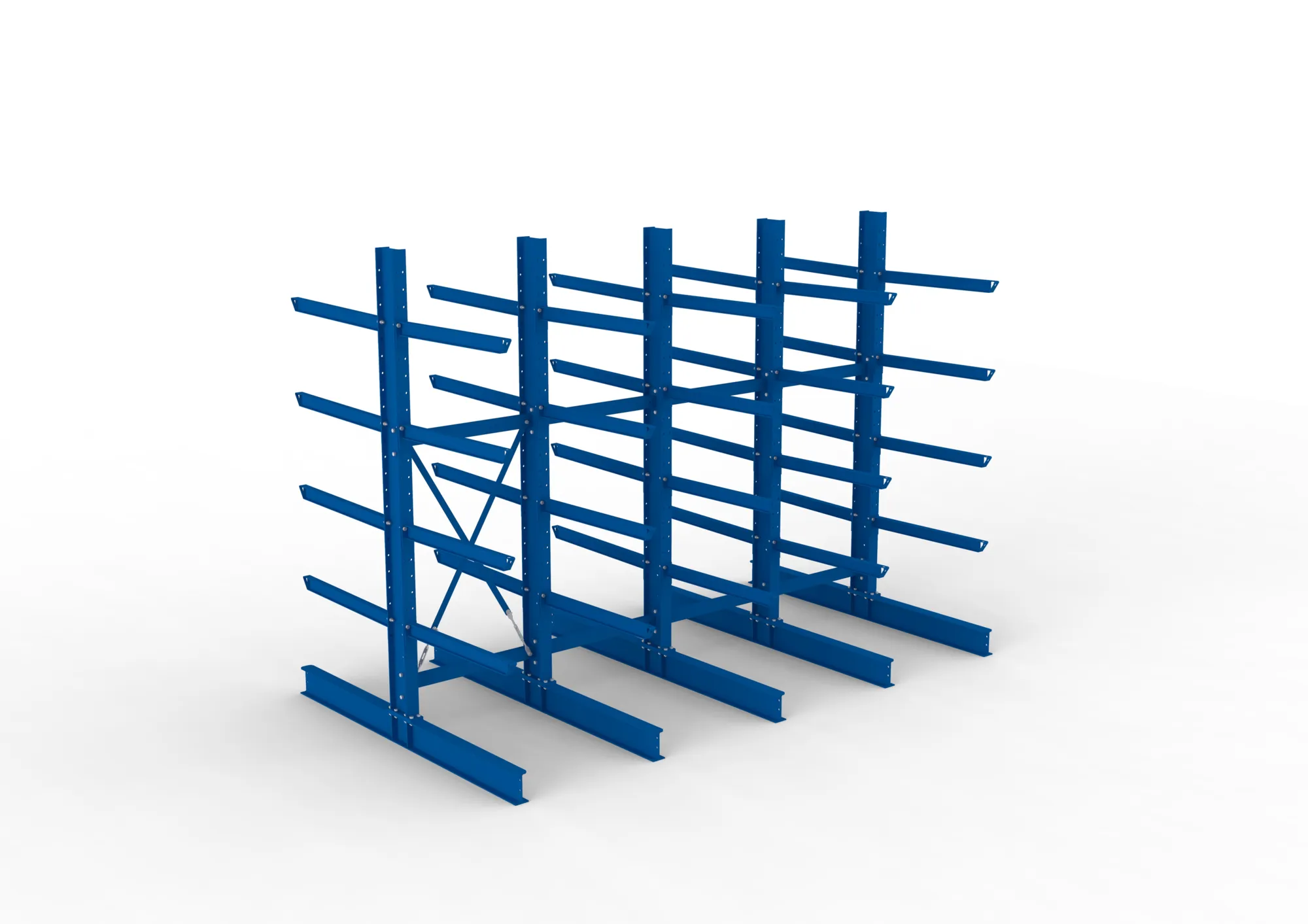 META MULTISTRONG H | Kragarmregal | 4 Felder | 3000 x 4000 x 1000 mm | Armlast 505 kg | doppelseitig | 4+1 Ebenen