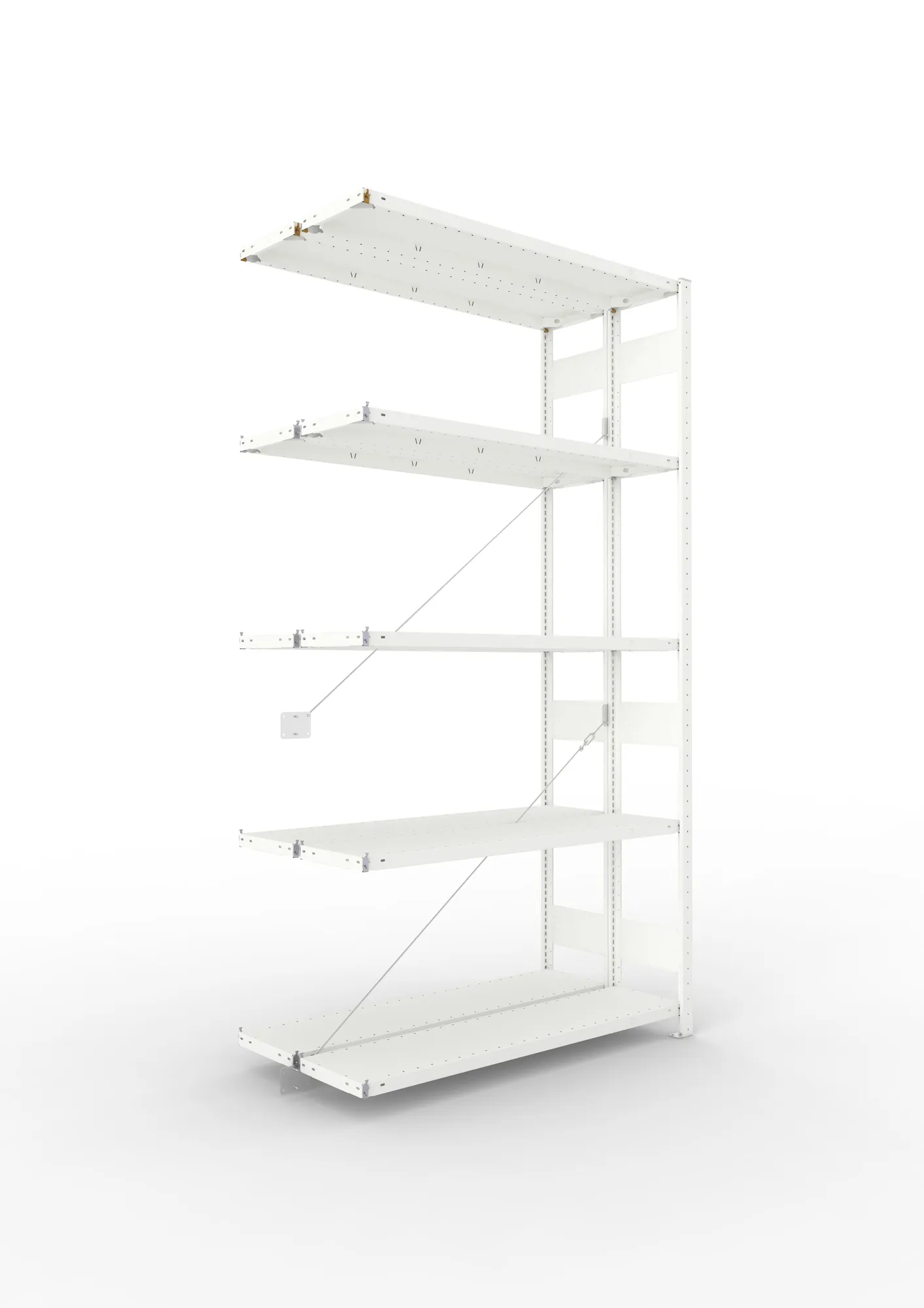 META CLIP | Fachbodenregal | Doppel-Anbauregal | 2500 x 1300 x 300 mm | Fachlast 230 kg | 4+1 Ebenen | RAL 7035