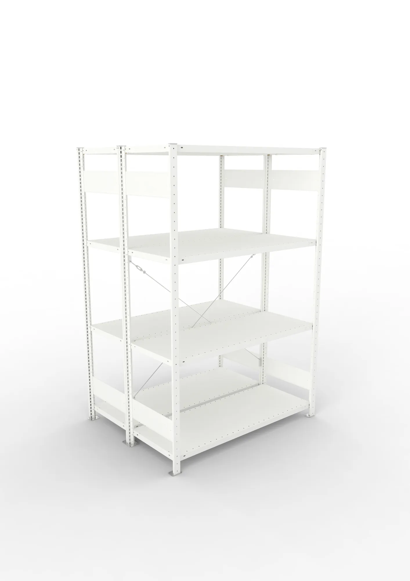META CLIP | Fachbodenregal | Doppel-Grundregal | 2000 x 1300 x 500 mm | Fachlast 230 kg | 3+1 Ebenen | RAL 7035