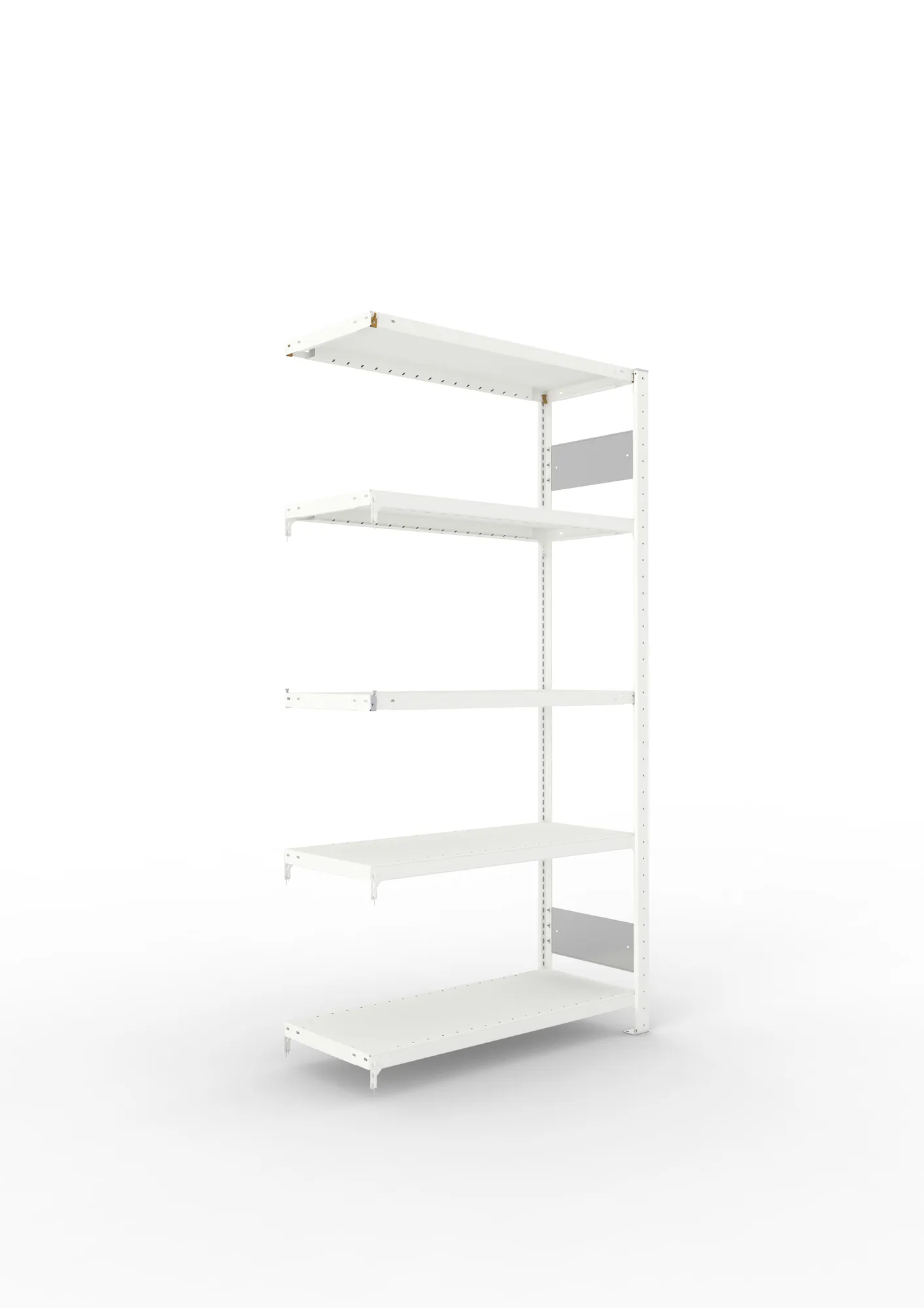 META CLIP S3 | Fachbodenregal | Anbauregal | 2000 x 1000 x 400 mm | Fachlast 230 kg | 4+1 Ebenen | Längsriegel | RAL 7035