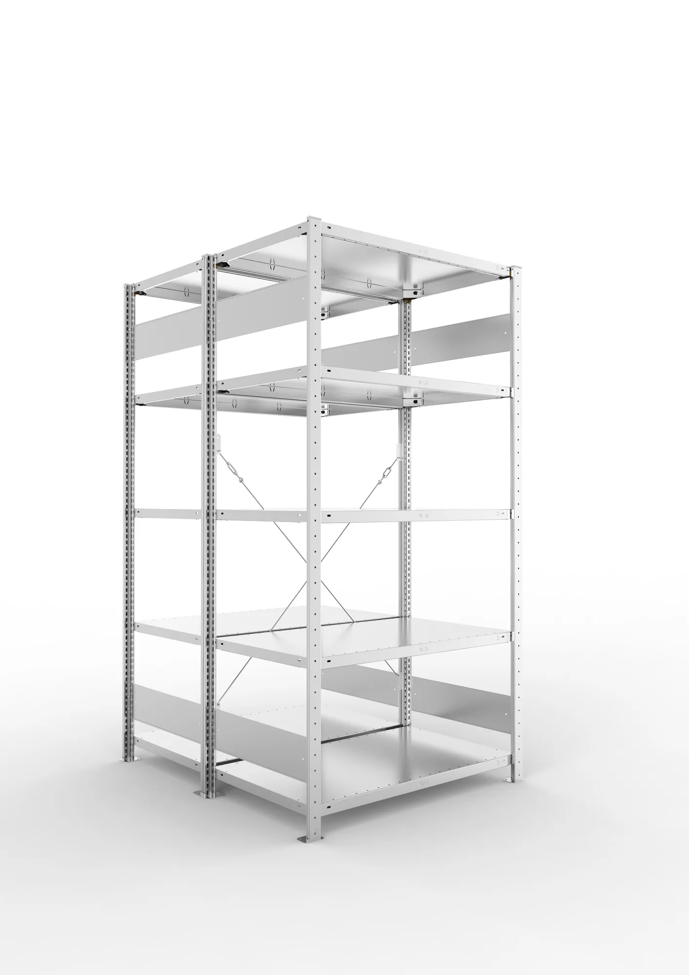 META CLIP S3 | Fachbodenregal | Doppel-Grundregal | 2000 x 1000 x 600 mm | Fachlast 150 kg | 4+1 Ebenen | verzinkt