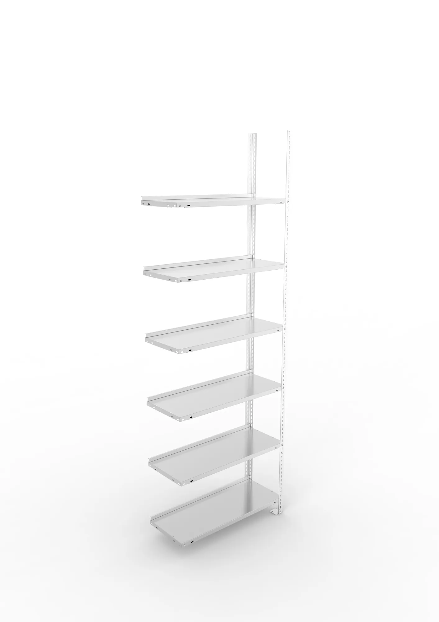 META FIX COMPACT | Büro-Schraubregal | Anbauregal | 2200 x 750 x 300 mm | Fachlast 80 kg | 6 Ebenen | verzinkt