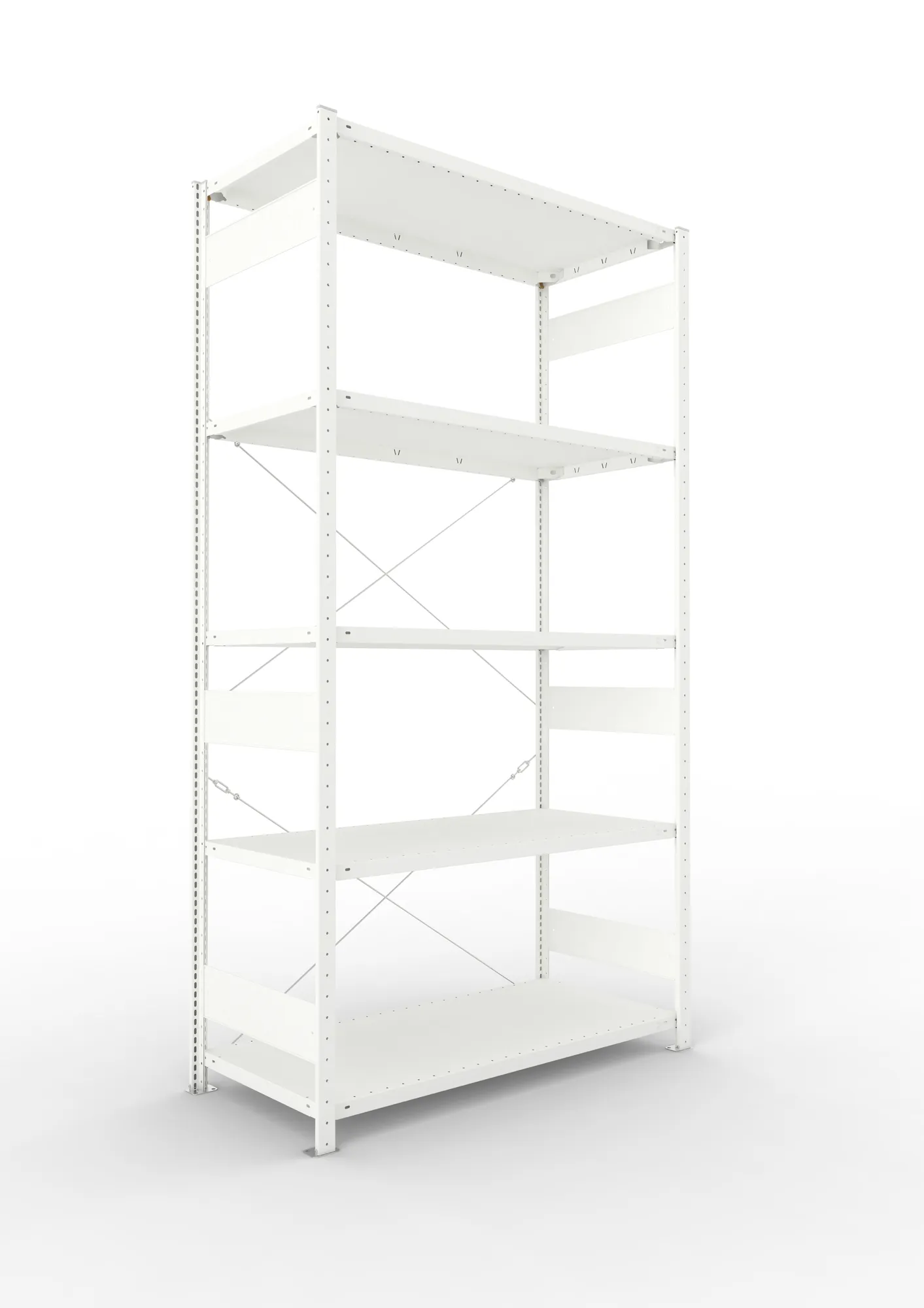 META CLIP | Fachbodenregal | Grundregal | 2500 x 1300 x 600 mm | Fachlast 230 kg | 4+1 Ebenen | RAL 7035