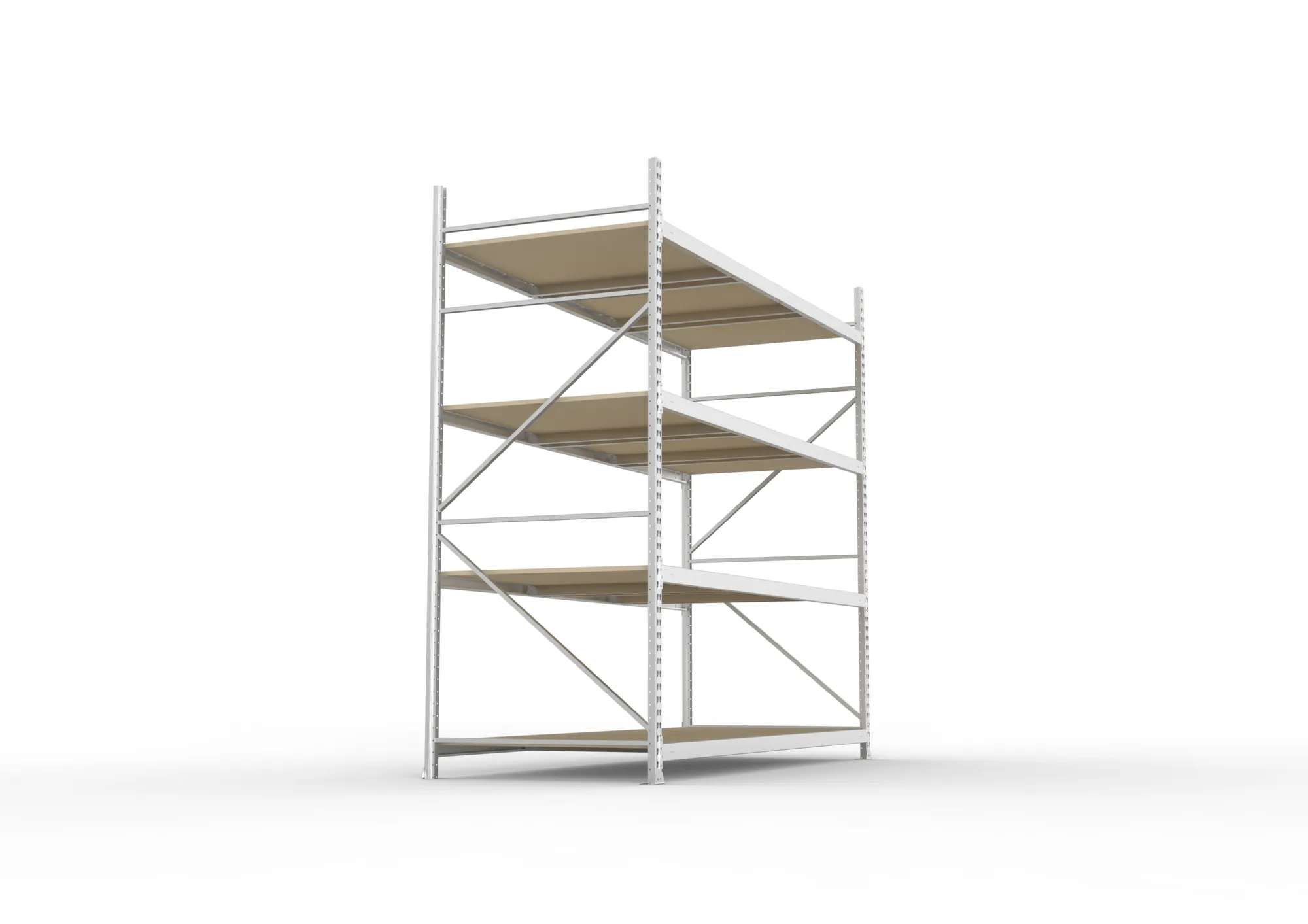 META MINI-RACK Weitspannregal | Grundregal | 2500 x 2600 x 1050 mm | Fachlast 490 kg | Spanplattenböden | 4 Ebenen