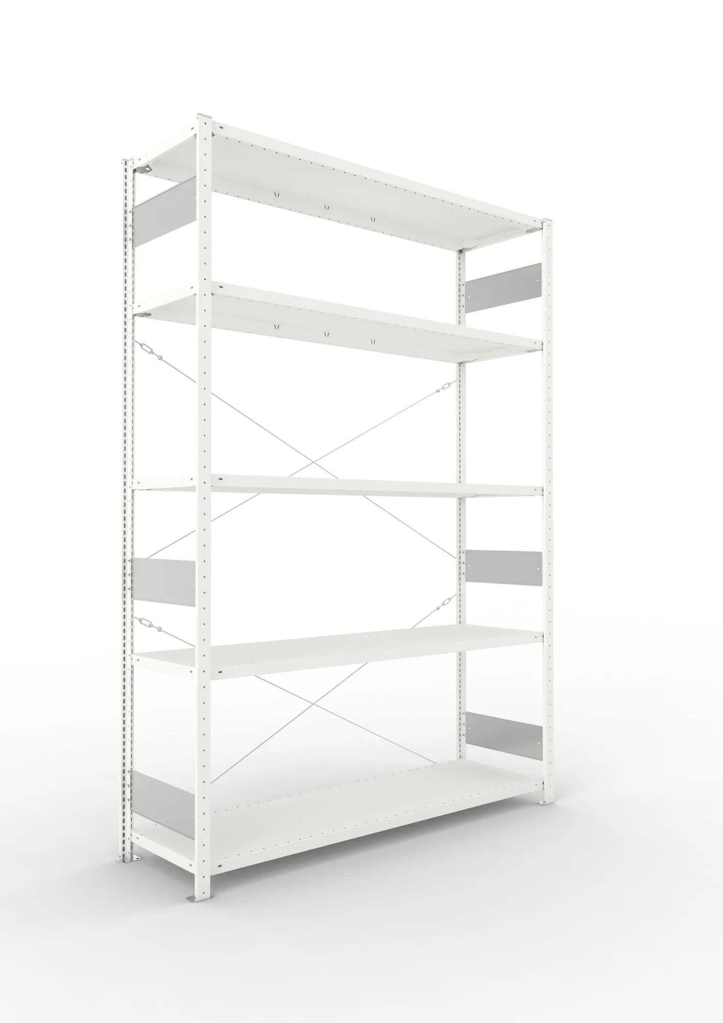 META CLIP S3 | Fachbodenregal | Grundregal | 2500 x 1700 x 500 mm | Fachlast 200 kg | 4+1 Ebenen | RAL 7035