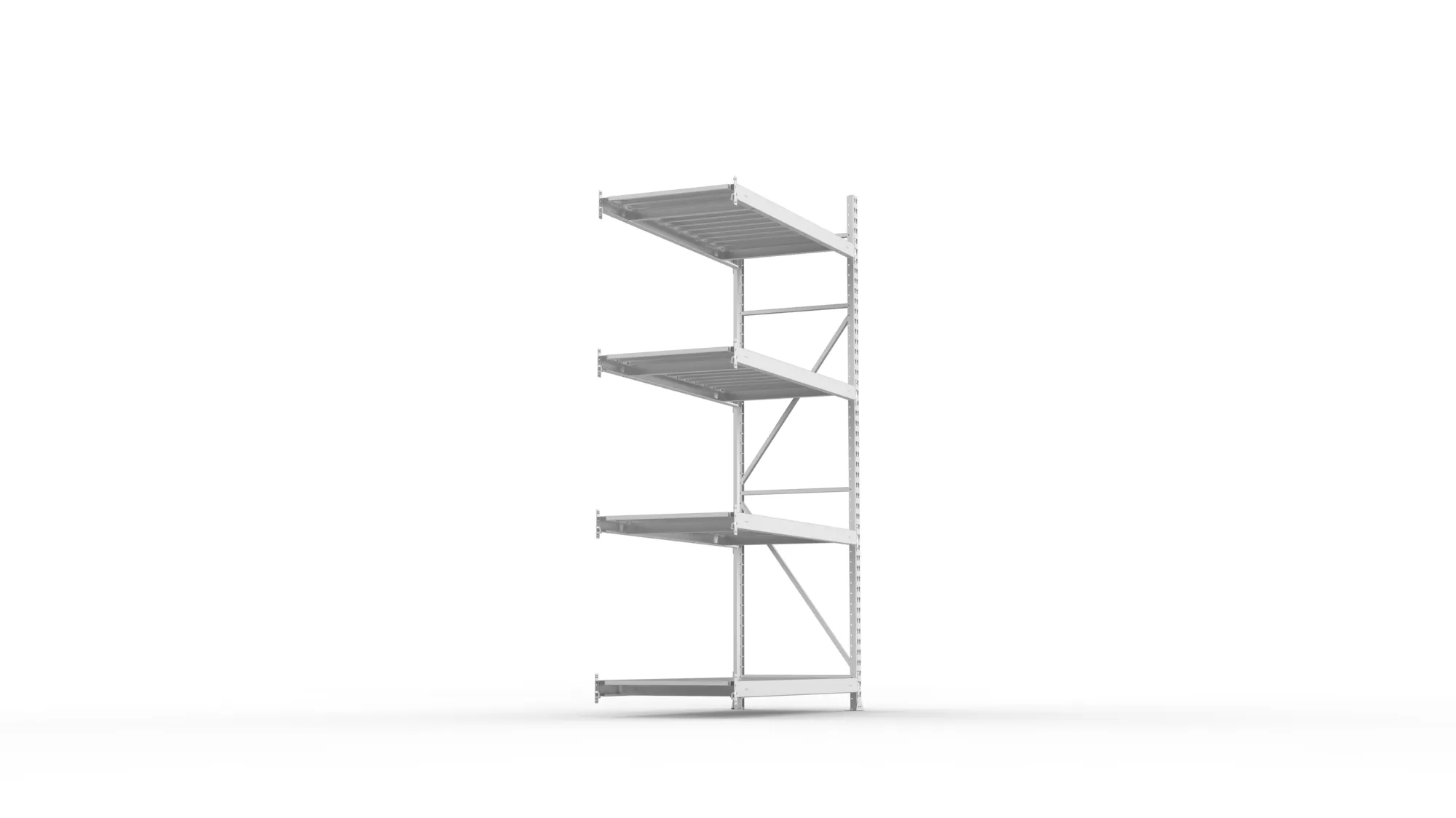 META MINI-RACK Weitspannregal | Anbauregal | 2500 x 1400 x 650 mm | Fachlast 600 kg | Stahlpaneelböden | 4 Ebenen