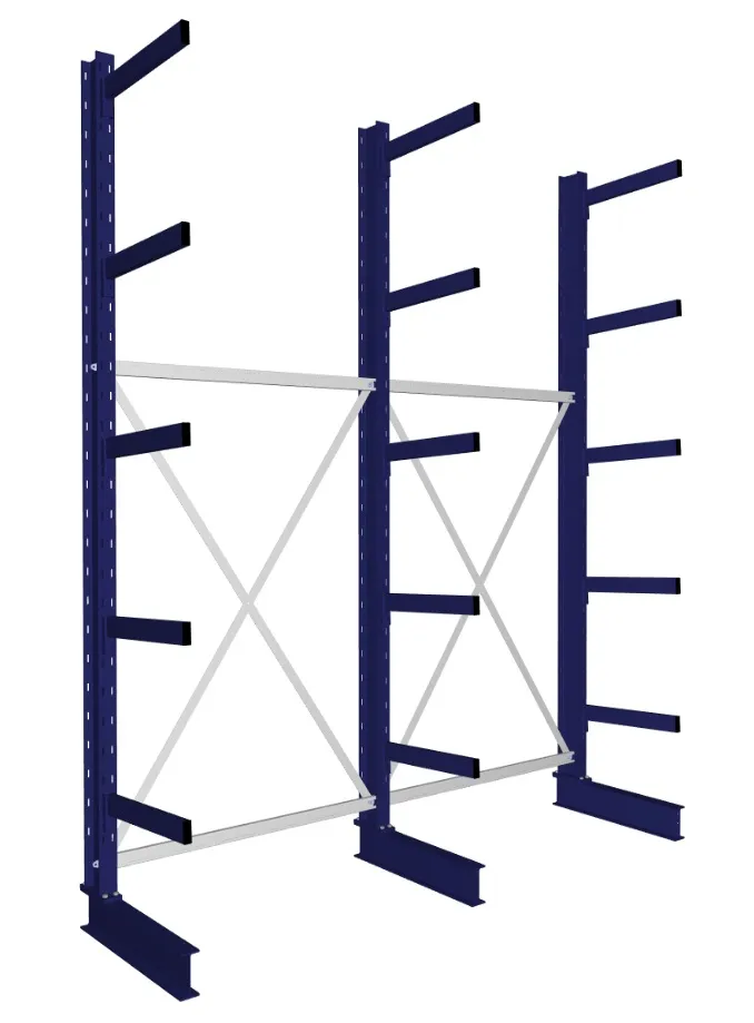 META MULTISTRONG M | Kragarmregal | 2 Felder | 3000 x 2600 x 600 mm | Armlast 355 kg | einseitig | 5+1 Ebenen