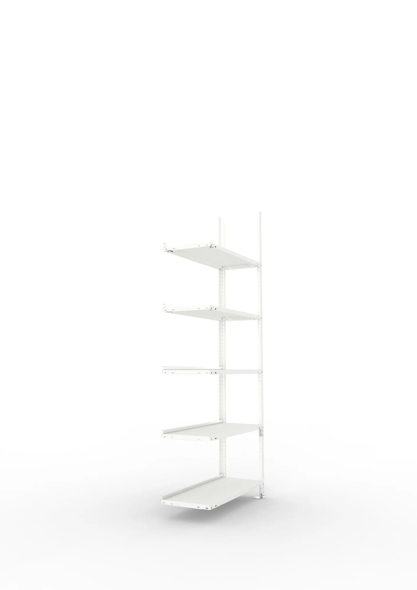 META FIX COMPACT | Büro-Schraubregal | Anbauregal | 1850 x 750 x 300 mm | Fachlast 80 kg | 5 Ebenen | RAL 7035