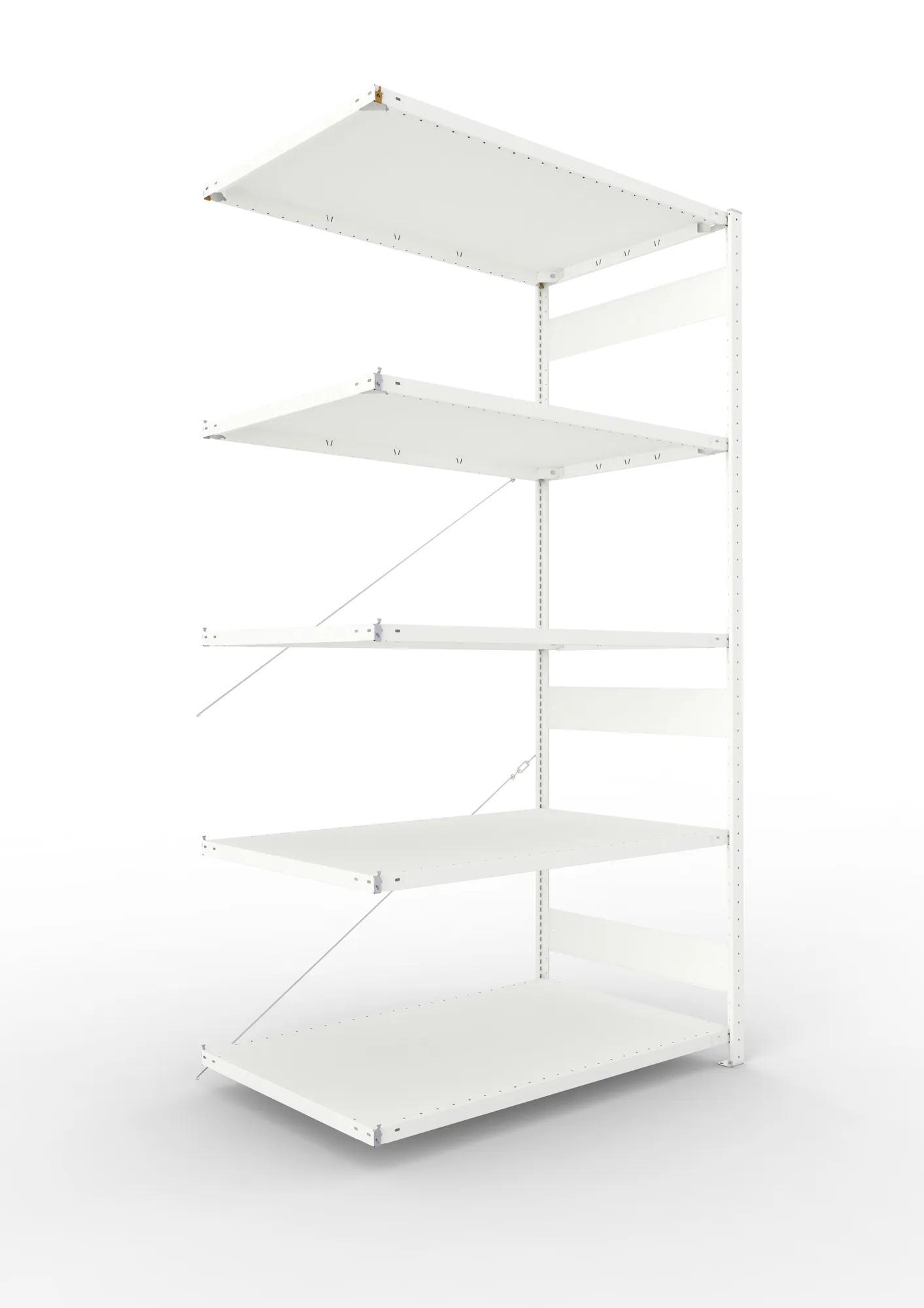 META CLIP | Fachbodenregal | Anbauregal | 2500 x 1300 x 800 mm | Fachlast 230 kg | 4+1 Ebenen | RAL 7035
