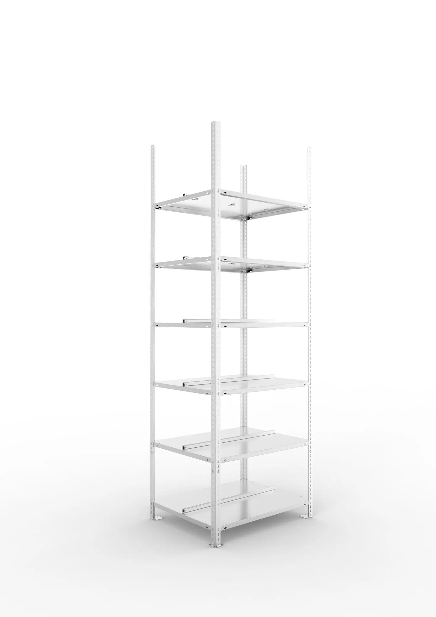 META FIX COMPACT | Büro-Schraubregal | Grundregal | 2200 x 750 x 600 mm | Fachlast 100 kg | 6 Ebenen | verzinkt