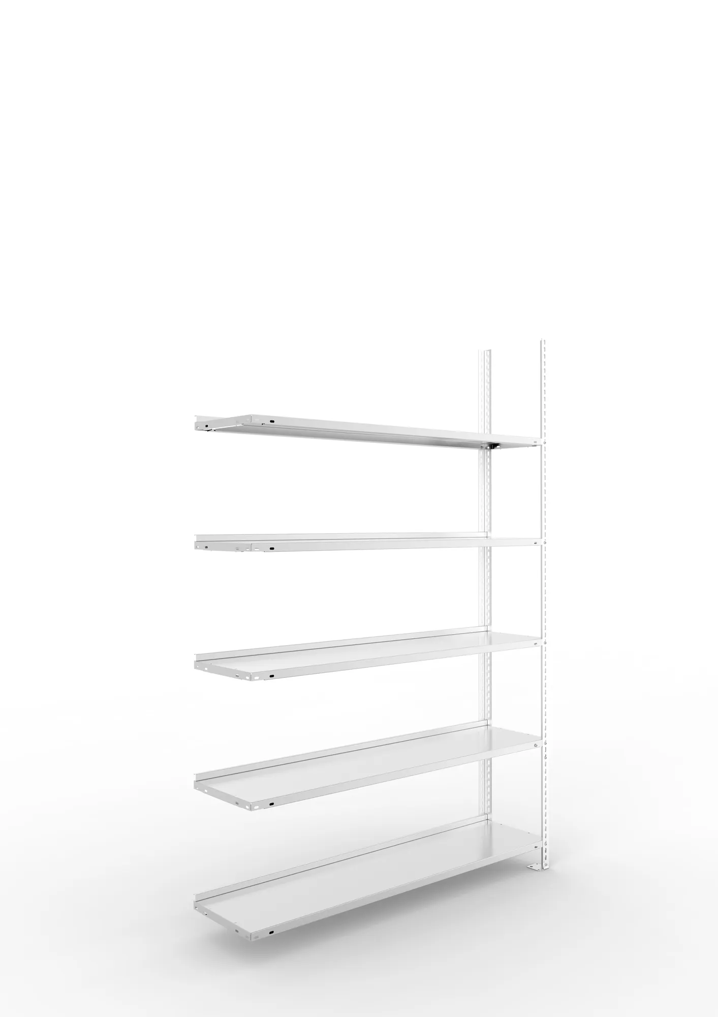 META FIX COMPACT | Büro-Schraubregal | Anbauregal | 1850 x 1250 x 300 mm | Fachlast 80 kg | 5 Ebenen | verzinkt