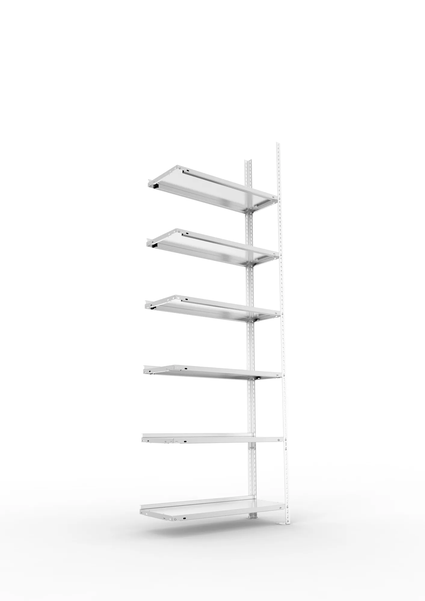 META FIX COMPACT | Büro-Schraubregal | Anbauregal | 2200 x 750 x 300 mm | Fachlast 80 kg | 6 Ebenen | verzinkt