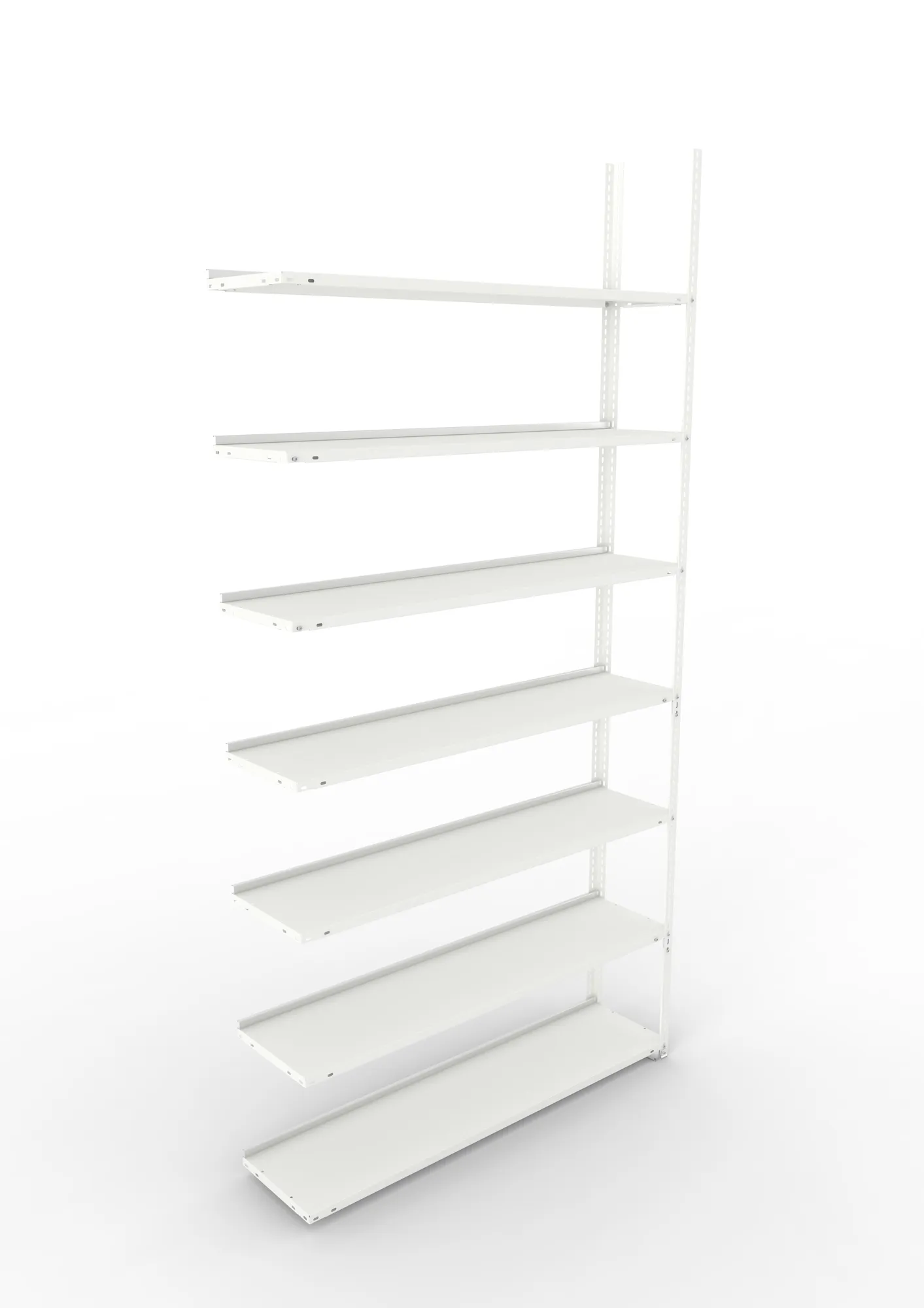 META FIX COMPACT | Büro-Schraubregal | Anbauregal | 2500 x 1250 x 300 mm | Fachlast 80 kg | 7 Ebenen | RAL 7035