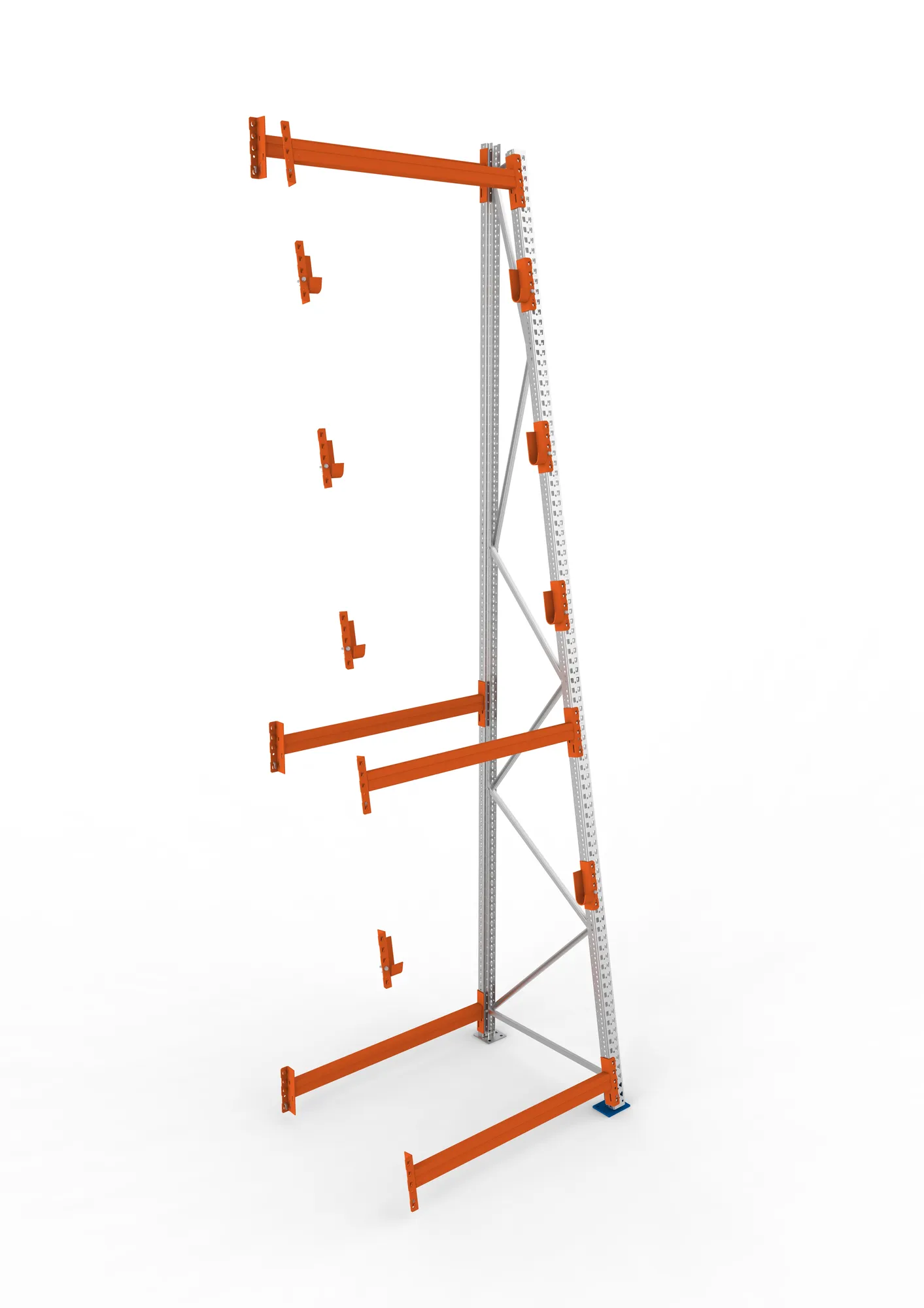 META MULTIPAL | Kabeltrommelregal | Anbauregal | 4900 x 1300 x 1100 mm | Feldlast 3000 kg | 4 Ebenen | Typ 3/A-Ständer | verzinkt