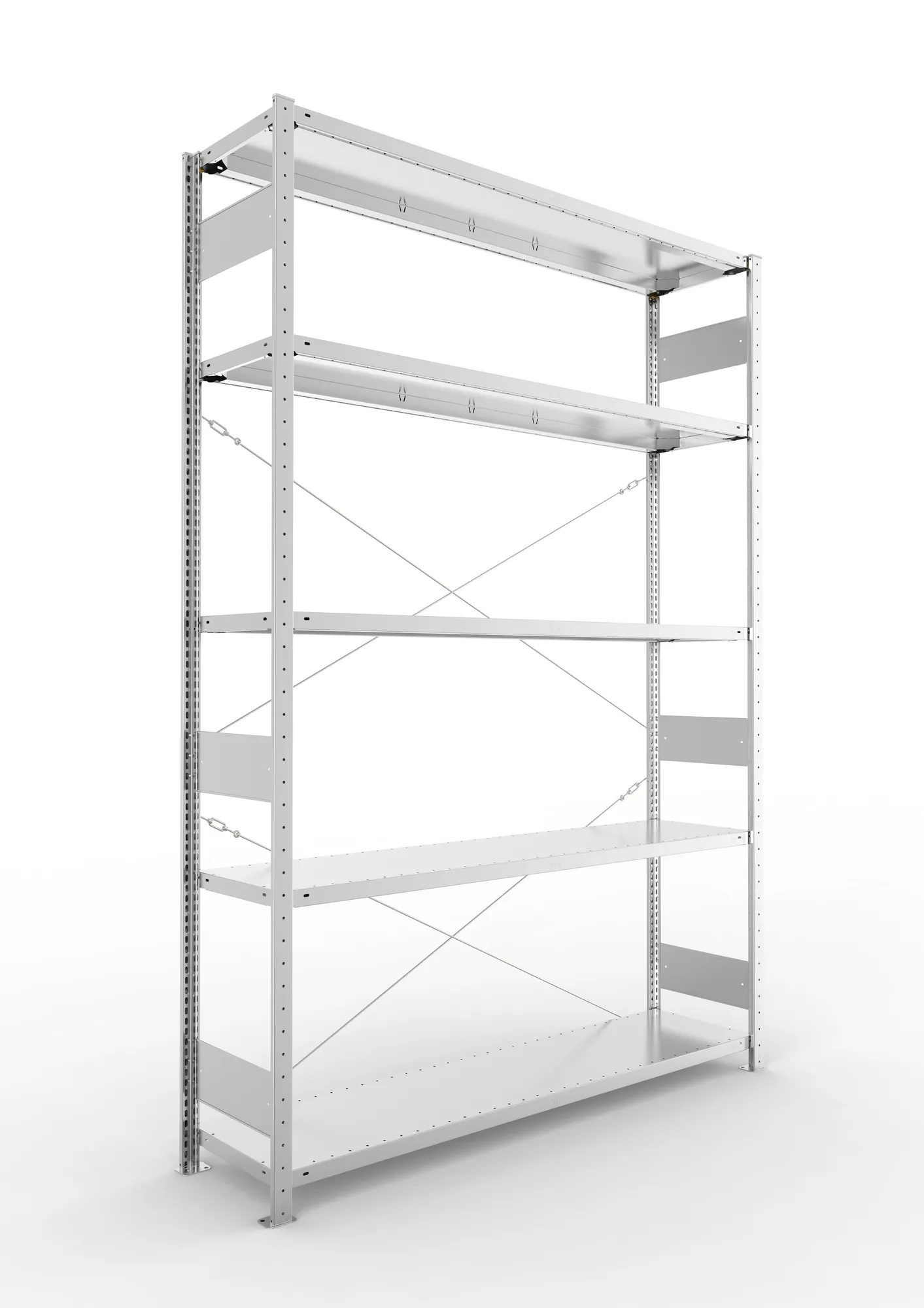 META CLIP S3 | Fachbodenregal | Grundregal | 2500 x 1700 x 400 mm | Fachlast 200 kg | 3+1 Ebenen | verzinkt