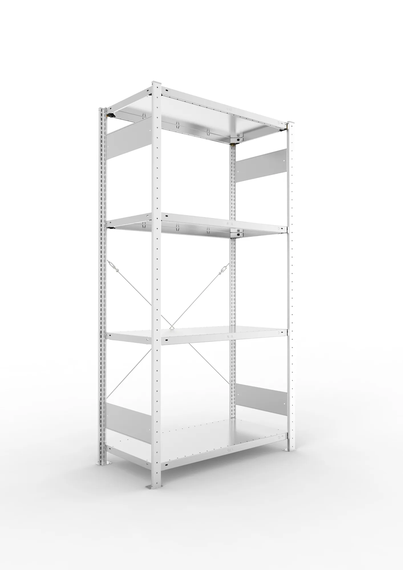 META CLIP SET | Fachbodenregal | Grundregal | 2000 x 1000 x 500 mm | Fachlast 150 kg | 3+1 Ebenen | verzinkt