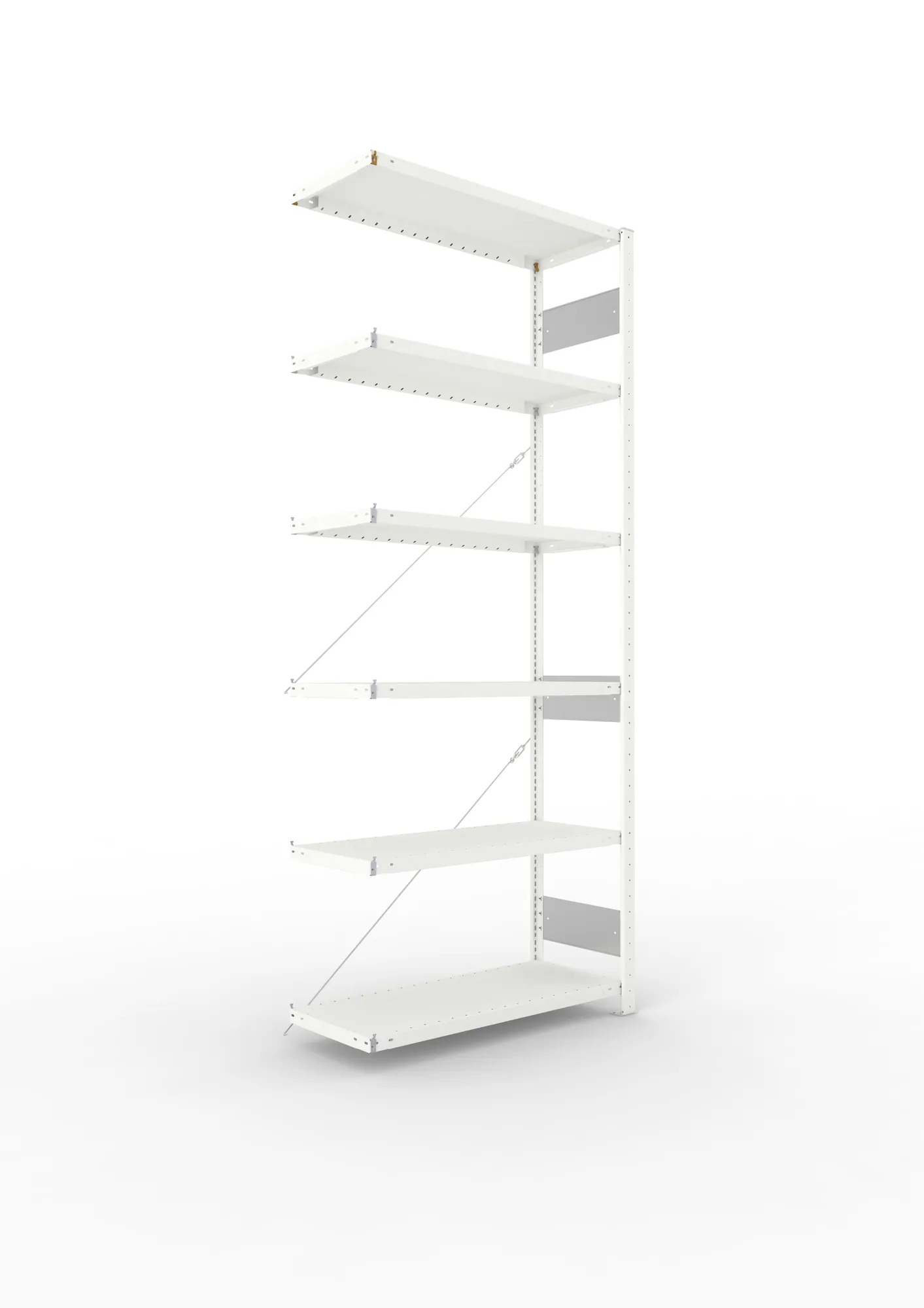 META CLIP S3 | Fachbodenregal | Anbauregal | 2500 x 1000 x 400 mm | Fachlast 230 kg | 5+1 Ebenen | RAL 7035