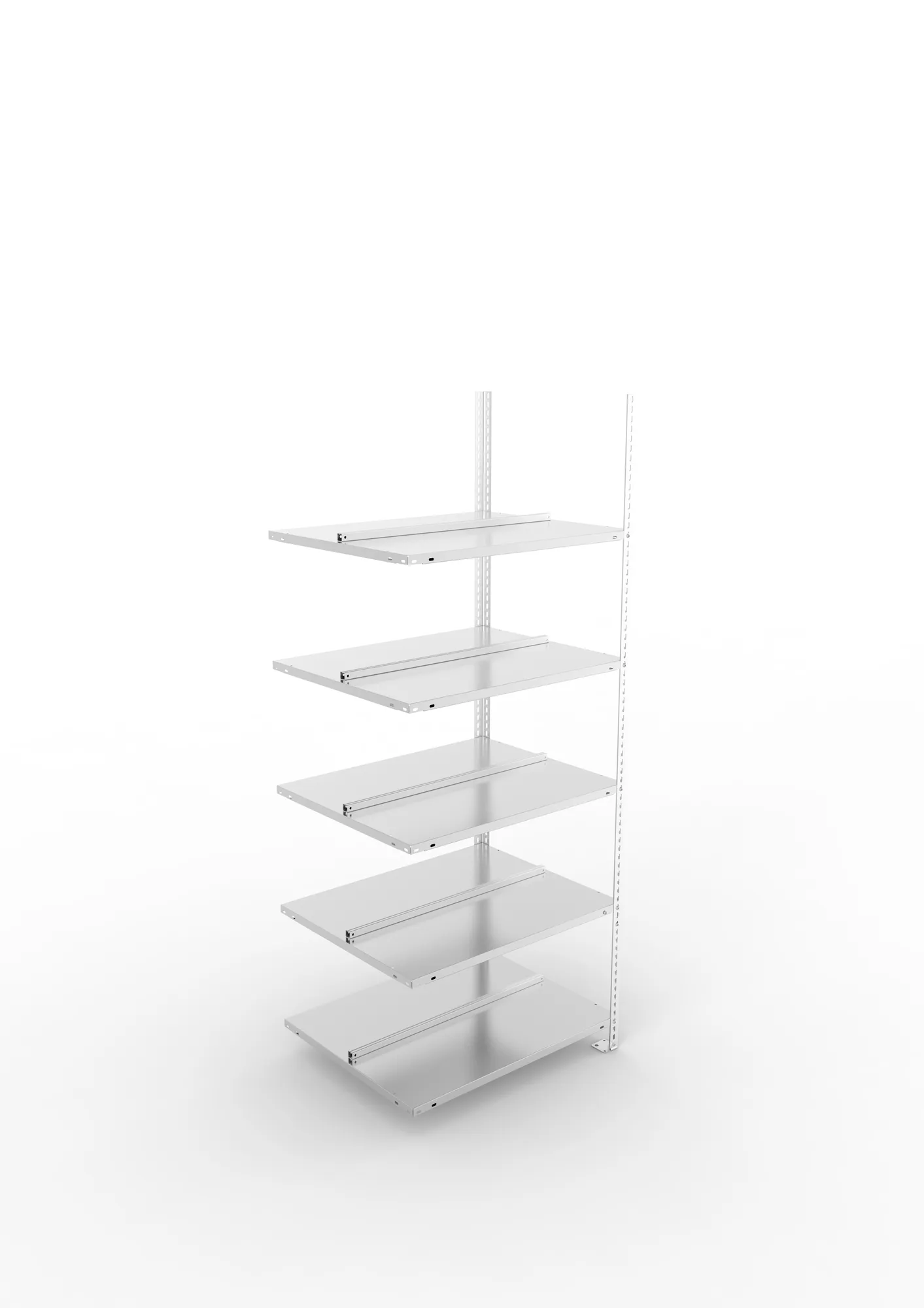 META FIX COMPACT | Büro-Schraubregal | Anbauregal | 1850 x 750 x 600 mm | Fachlast 80 kg | 5 Ebenen | verzinkt