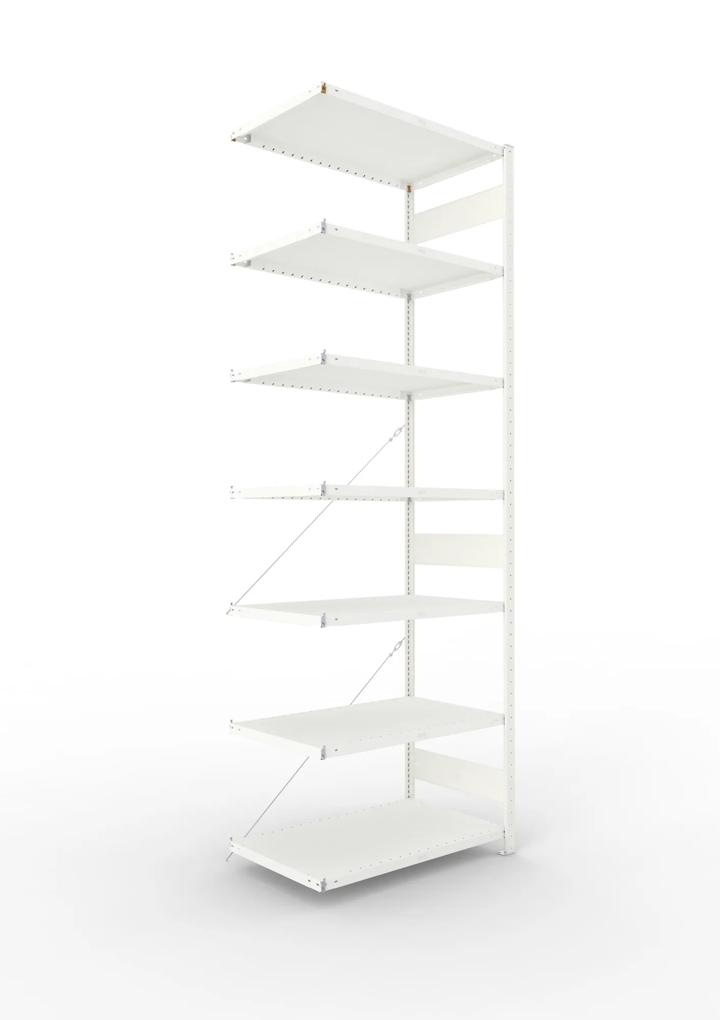 META CLIP | Fachbodenregal | Anbauregal | 3000 x 1000 x 600 mm | Fachlast 100 kg | 6+1 Ebenen | RAL 7035